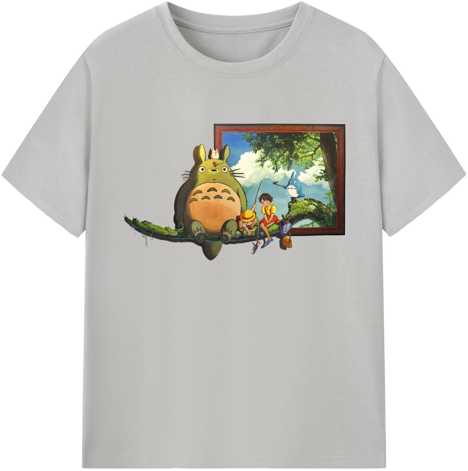 （画像用） となりのトトロ 草壁メイ 草壁サツキ My Neighbor Totoro Satsuki Kusakabe Mei Kusakabe 綿100％ メンズ半袖Tシャツ｜肌触りやわらか＆通気性