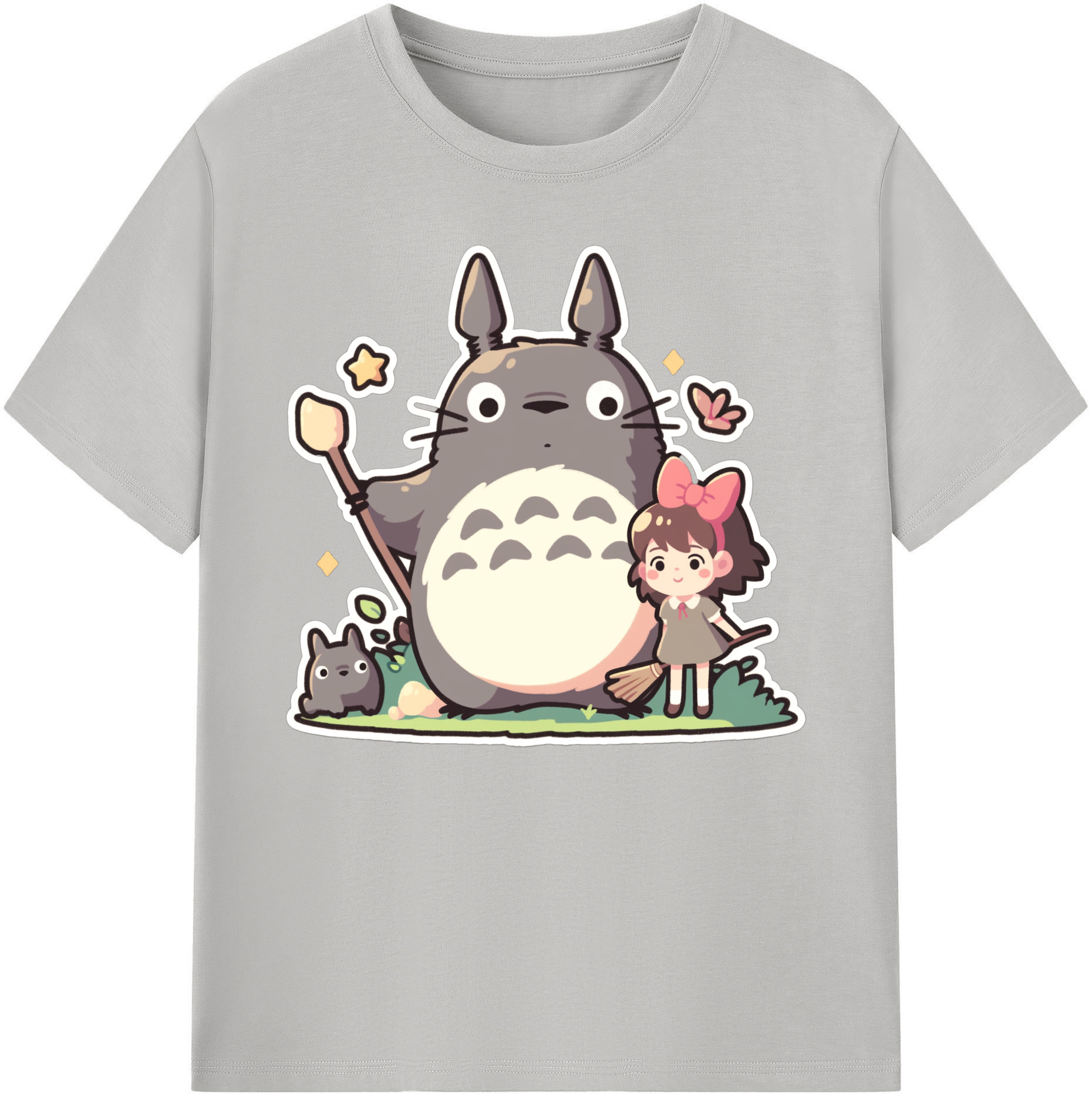 （画像用） となりのトトロ 草壁メイ 草壁サツキ My Neighbor Totoro Satsuki Kusakabe Mei Kusakabe 綿100％ メンズ半袖Tシャツ｜肌触りやわらか＆通気性