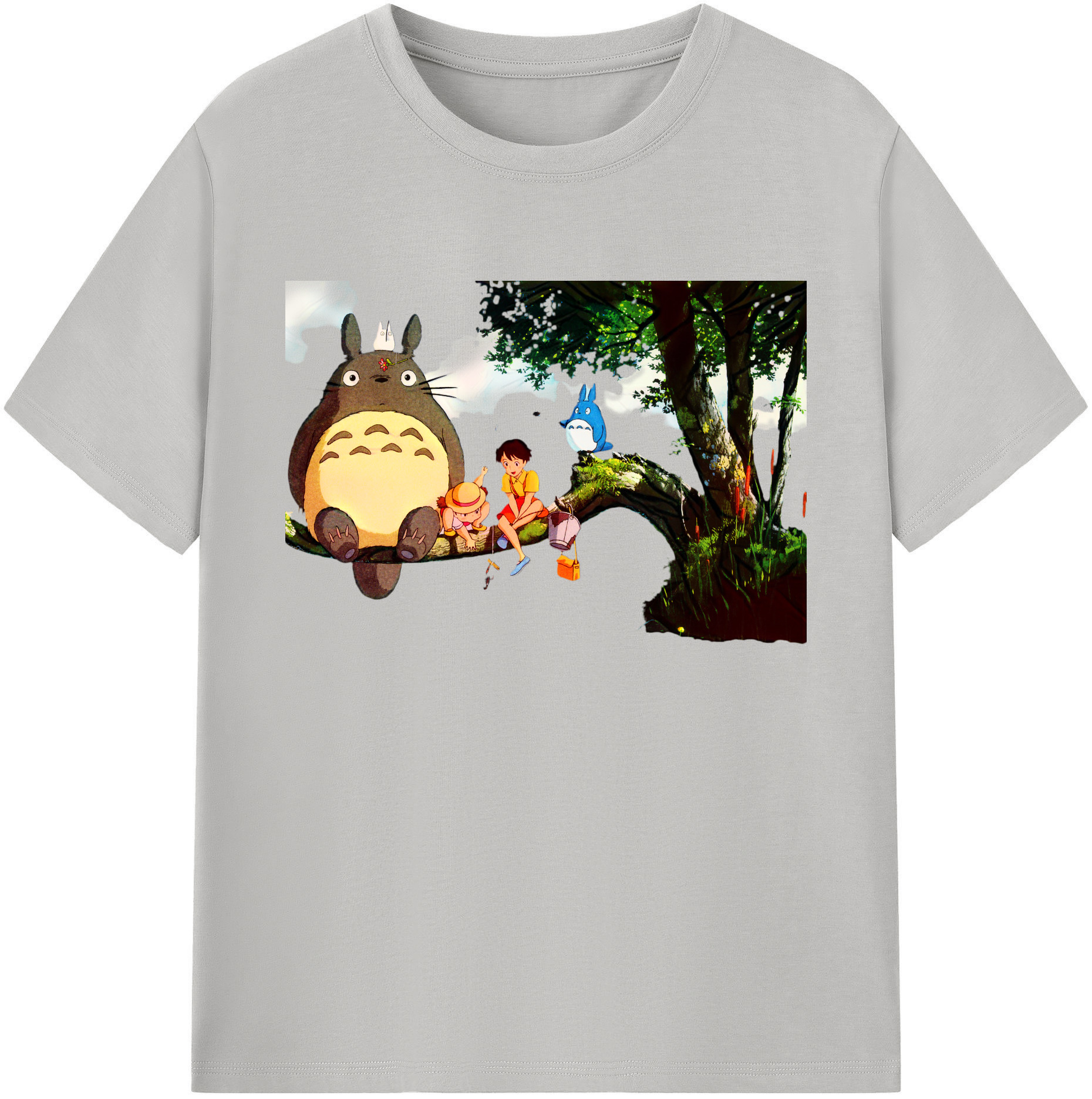 （画像用） となりのトトロ 草壁メイ 草壁サツキ My Neighbor Totoro Satsuki Kusakabe Mei Kusakabe 綿100％ メンズ半袖Tシャツ｜肌触りやわらか＆通気性