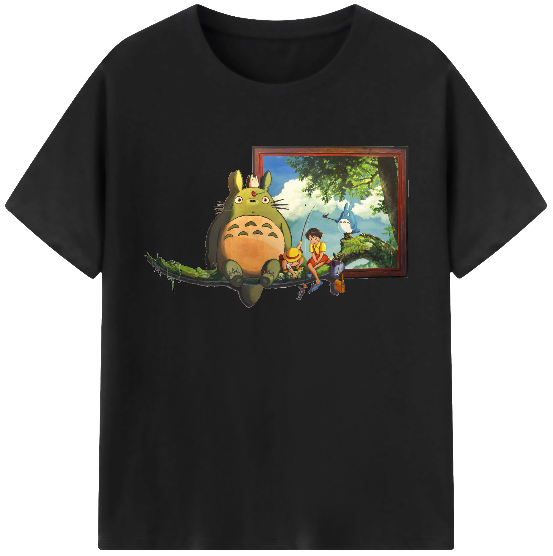 （画像用） となりのトトロ 草壁メイ 草壁サツキ My Neighbor Totoro Satsuki Kusakabe Mei Kusakabe 綿100％ メンズ半袖Tシャツ｜肌触りやわらか＆通気性