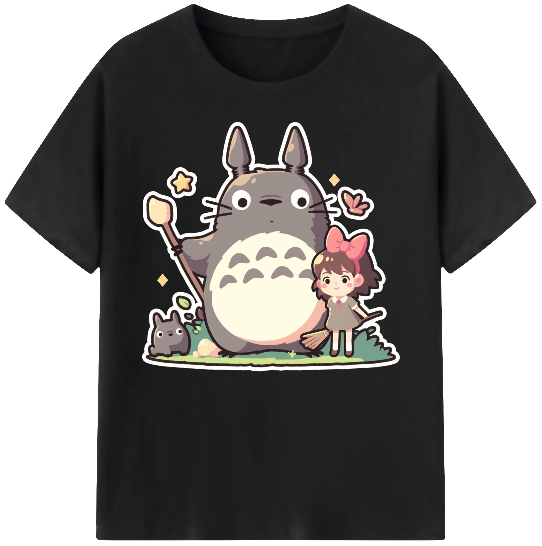 （画像用） となりのトトロ 草壁メイ 草壁サツキ My Neighbor Totoro Satsuki Kusakabe Mei Kusakabe 綿100％ メンズ半袖Tシャツ｜肌触りやわらか＆通気性