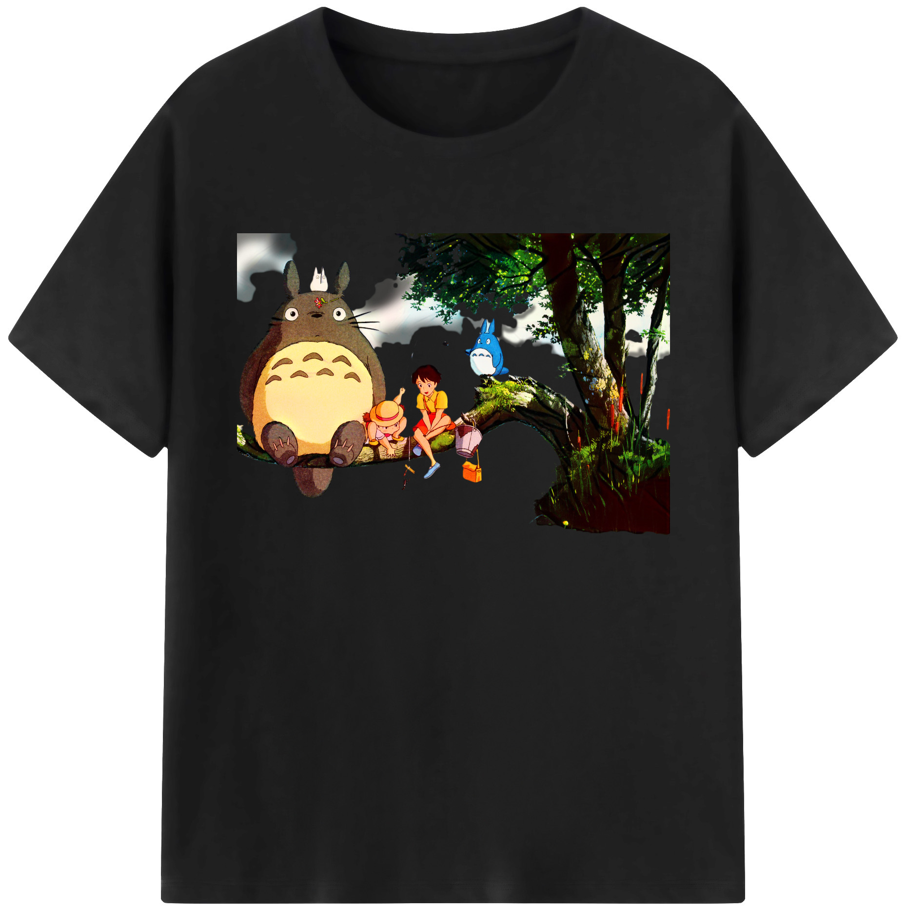 （画像用） となりのトトロ 草壁メイ 草壁サツキ My Neighbor Totoro Satsuki Kusakabe Mei Kusakabe 綿100％ メンズ半袖Tシャツ｜肌触りやわらか＆通気性