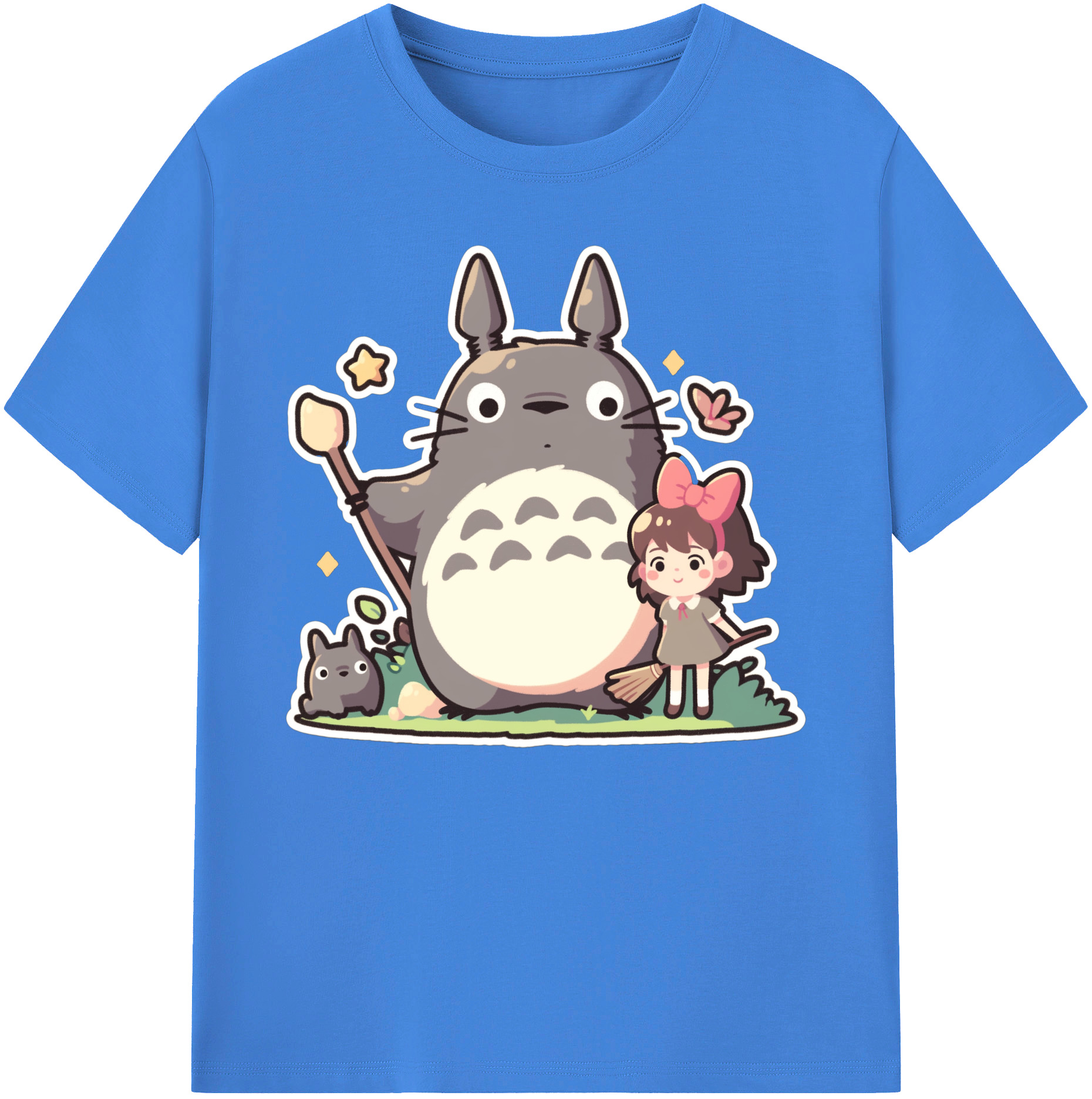 （画像用） となりのトトロ 草壁メイ 草壁サツキ My Neighbor Totoro Satsuki Kusakabe Mei Kusakabe 綿100％ メンズ半袖Tシャツ｜肌触りやわらか＆通気性
