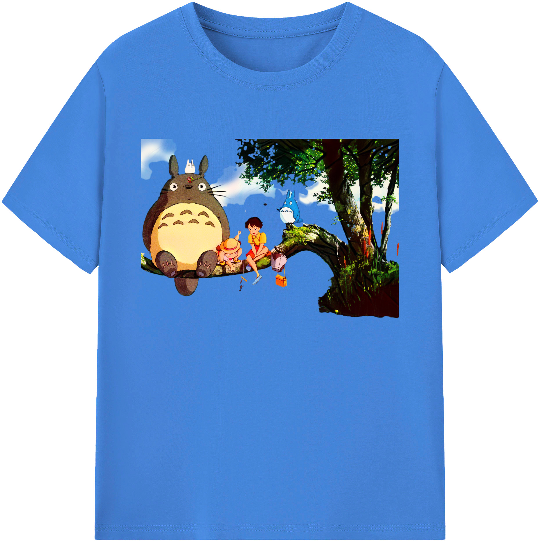 （画像用） となりのトトロ 草壁メイ 草壁サツキ My Neighbor Totoro Satsuki Kusakabe Mei Kusakabe 綿100％ メンズ半袖Tシャツ｜肌触りやわらか＆通気性