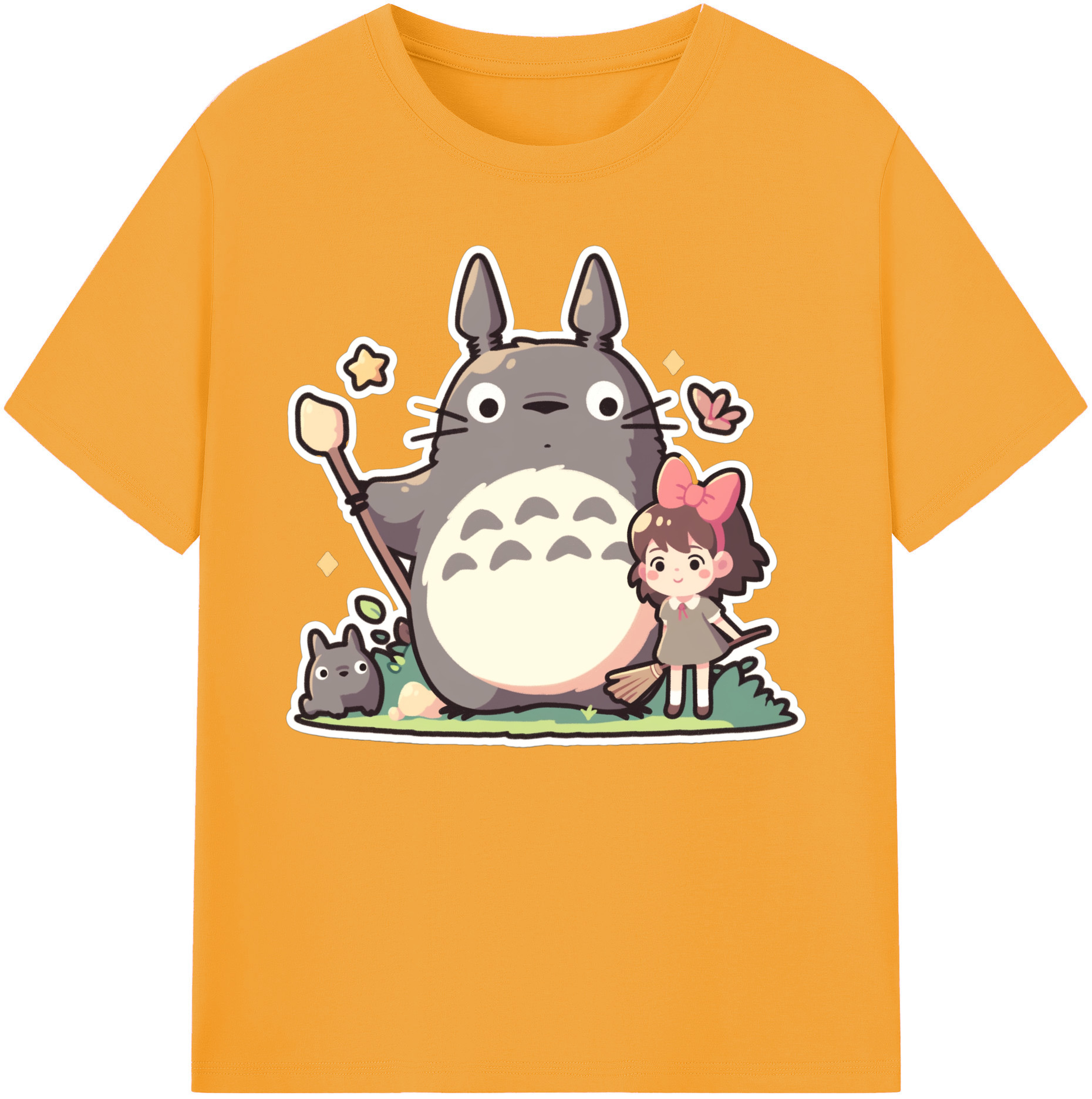 （画像用） となりのトトロ 草壁メイ 草壁サツキ My Neighbor Totoro Satsuki Kusakabe Mei Kusakabe 綿100％ メンズ半袖Tシャツ｜肌触りやわらか＆通気性