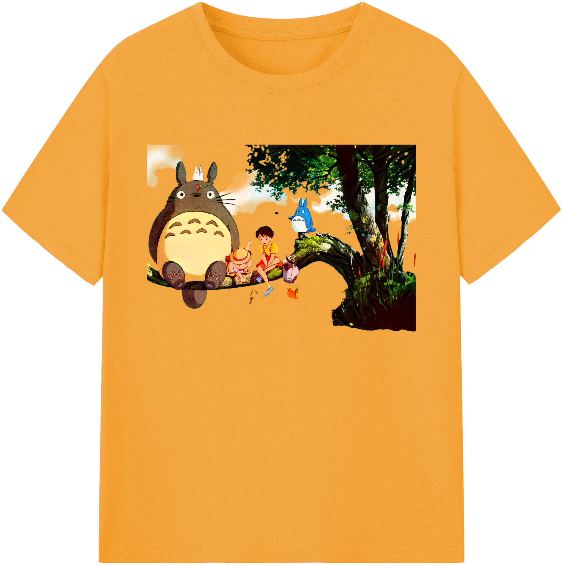 （画像用） となりのトトロ 草壁メイ 草壁サツキ My Neighbor Totoro Satsuki Kusakabe Mei Kusakabe 綿100％ メンズ半袖Tシャツ｜肌触りやわらか＆通気性