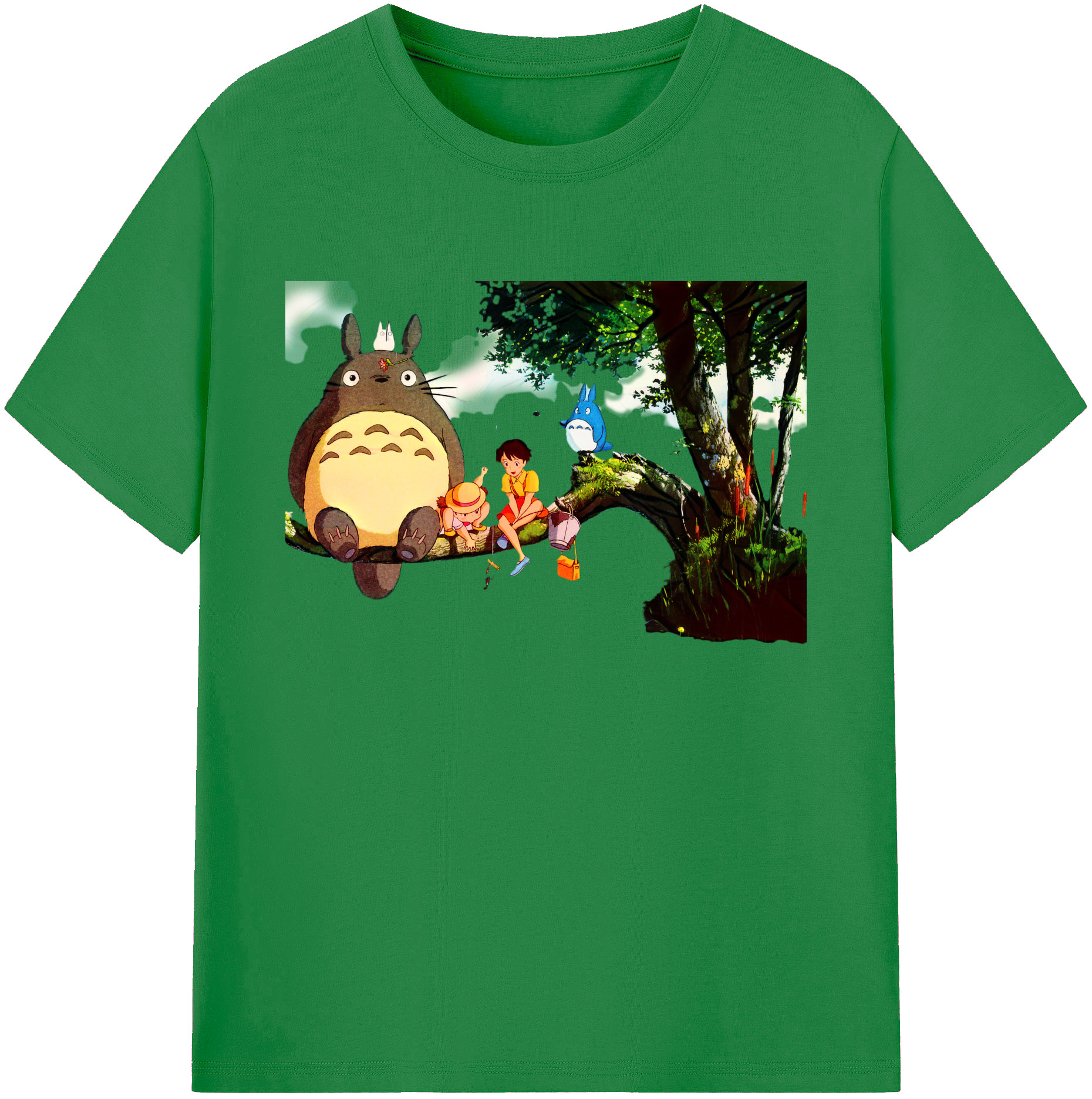 （画像用） となりのトトロ 草壁メイ 草壁サツキ My Neighbor Totoro Satsuki Kusakabe Mei Kusakabe 綿100％ メンズ半袖Tシャツ｜肌触りやわらか＆通気性