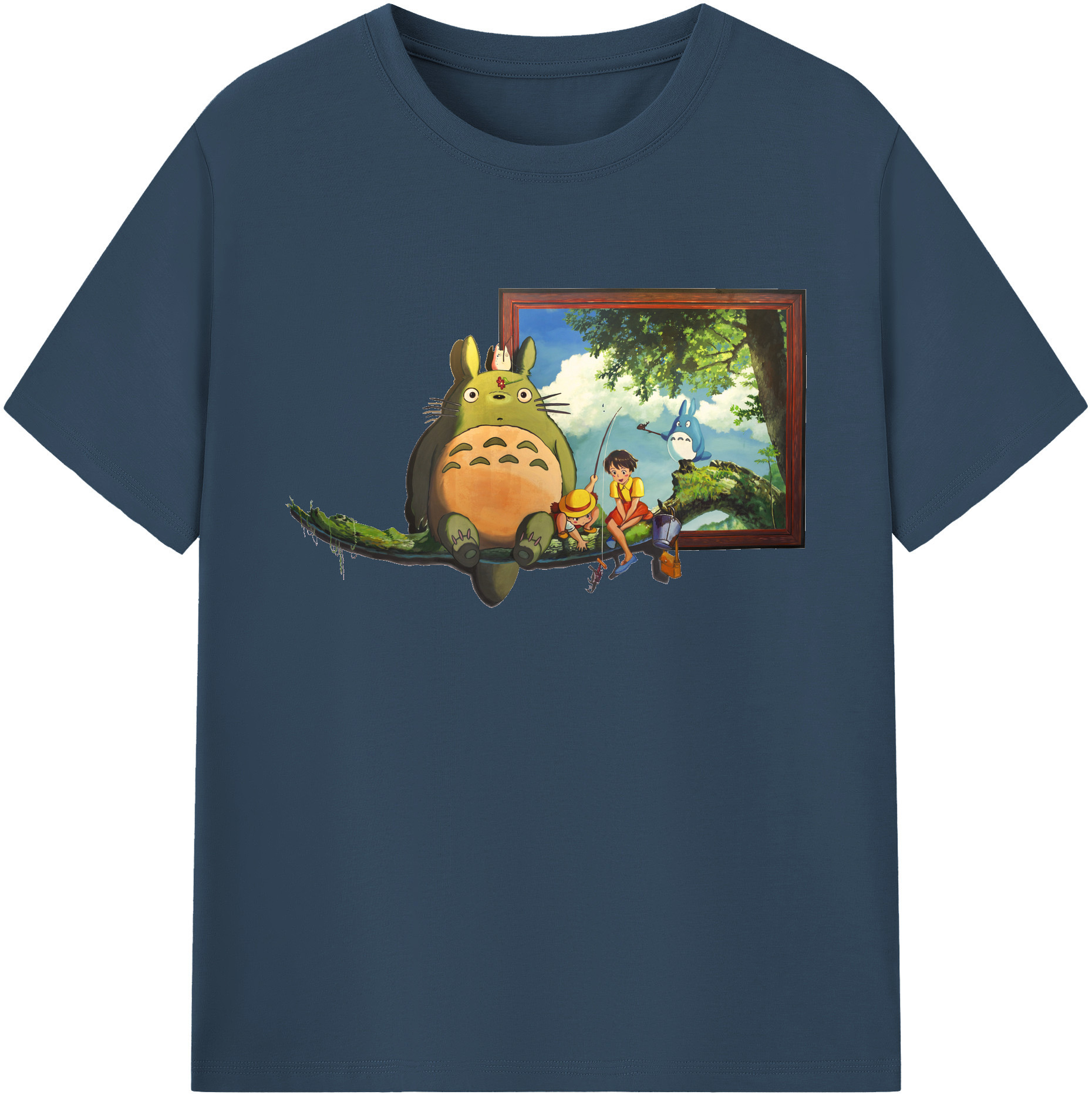 （画像用） となりのトトロ 草壁メイ 草壁サツキ My Neighbor Totoro Satsuki Kusakabe Mei Kusakabe 綿100％ メンズ半袖Tシャツ｜肌触りやわらか＆通気性
