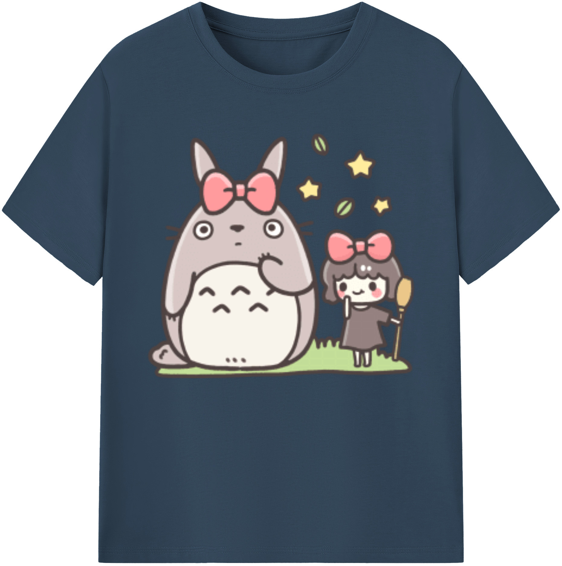 （画像用） となりのトトロ 草壁メイ 草壁サツキ My Neighbor Totoro Satsuki Kusakabe Mei Kusakabe 綿100％ メンズ半袖Tシャツ｜肌触りやわらか＆通気性