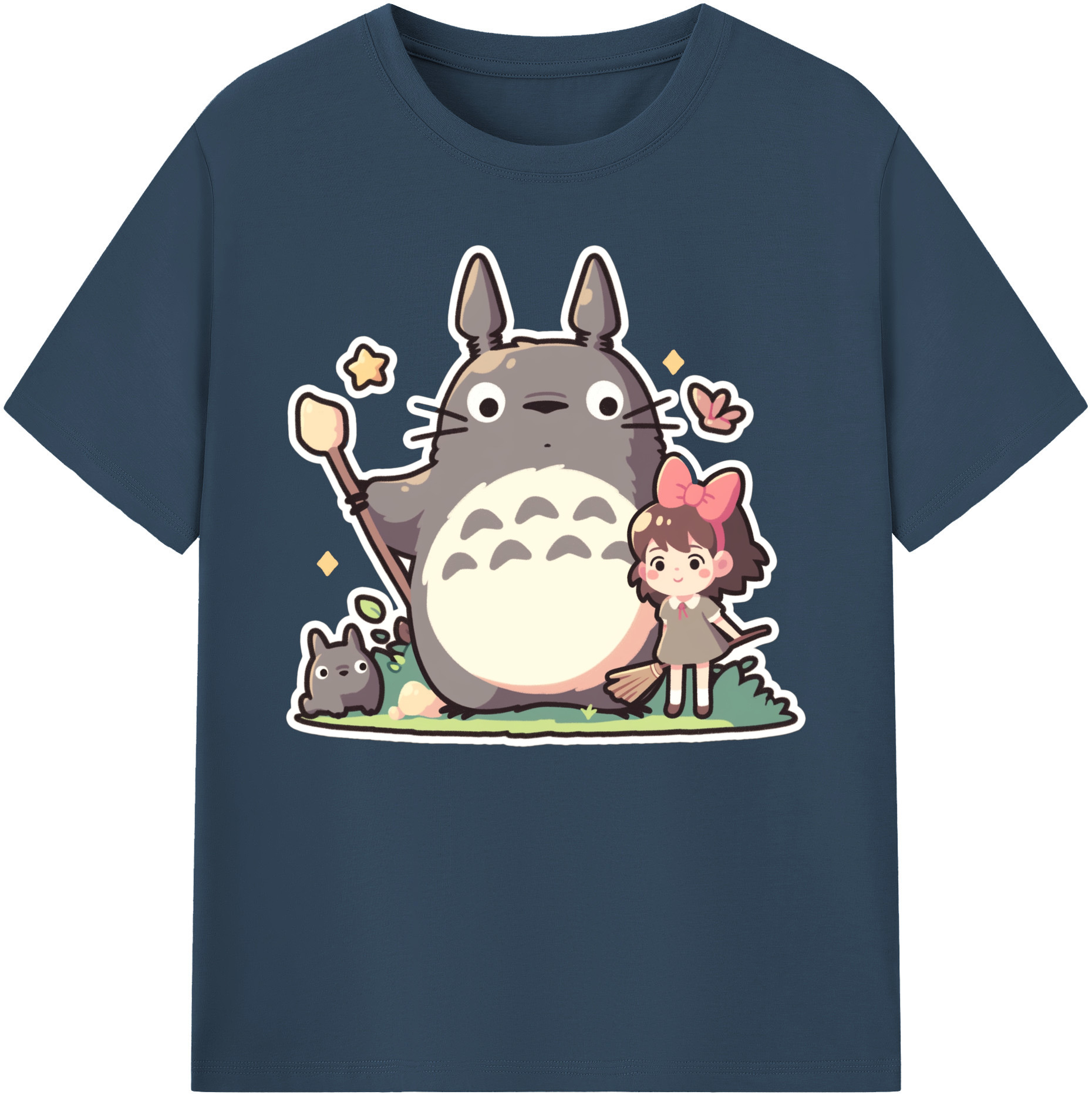 （画像用） となりのトトロ 草壁メイ 草壁サツキ My Neighbor Totoro Satsuki Kusakabe Mei Kusakabe 綿100％ メンズ半袖Tシャツ｜肌触りやわらか＆通気性