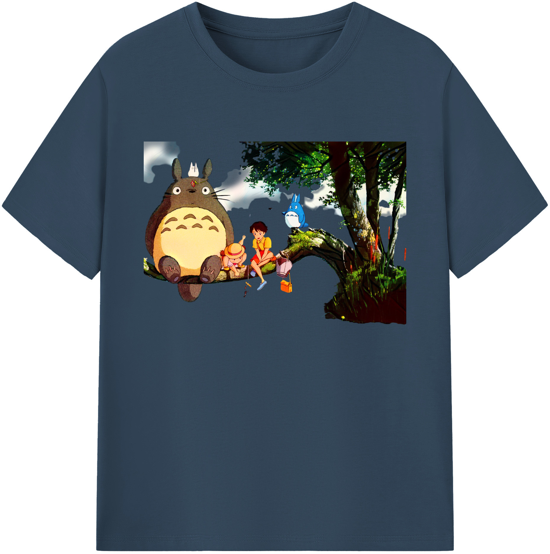 （画像用） となりのトトロ 草壁メイ 草壁サツキ My Neighbor Totoro Satsuki Kusakabe Mei Kusakabe 綿100％ メンズ半袖Tシャツ｜肌触りやわらか＆通気性