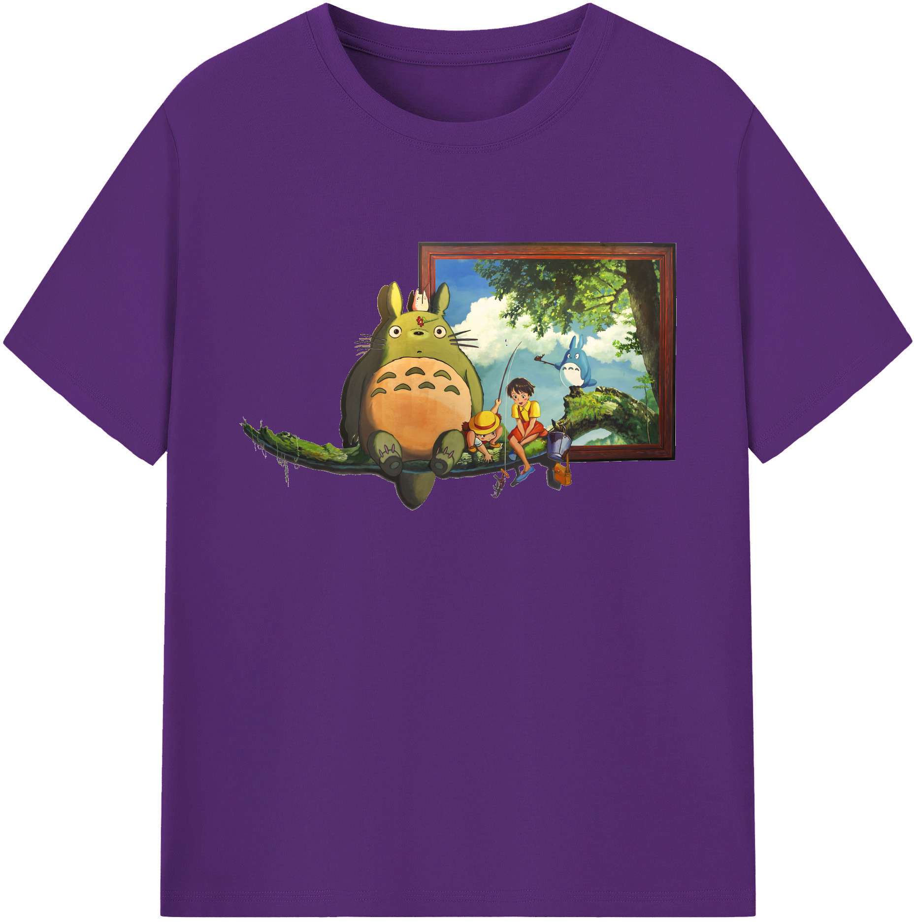 （画像用） となりのトトロ 草壁メイ 草壁サツキ My Neighbor Totoro Satsuki Kusakabe Mei Kusakabe 綿100％ メンズ半袖Tシャツ｜肌触りやわらか＆通気性
