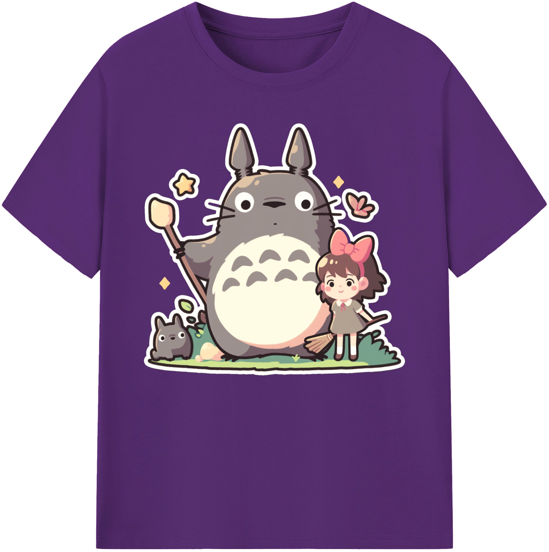 （画像用） となりのトトロ 草壁メイ 草壁サツキ My Neighbor Totoro Satsuki Kusakabe Mei Kusakabe 綿100％ メンズ半袖Tシャツ｜肌触りやわらか＆通気性