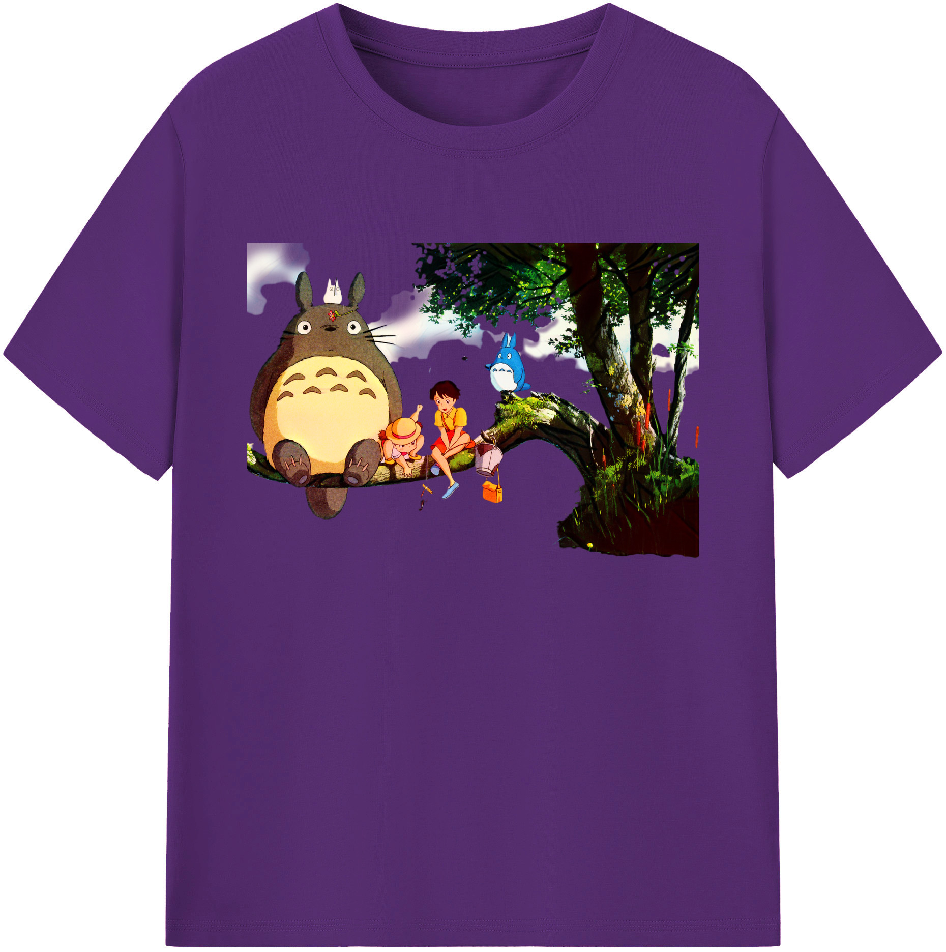 （画像用） となりのトトロ 草壁メイ 草壁サツキ My Neighbor Totoro Satsuki Kusakabe Mei Kusakabe 綿100％ メンズ半袖Tシャツ｜肌触りやわらか＆通気性