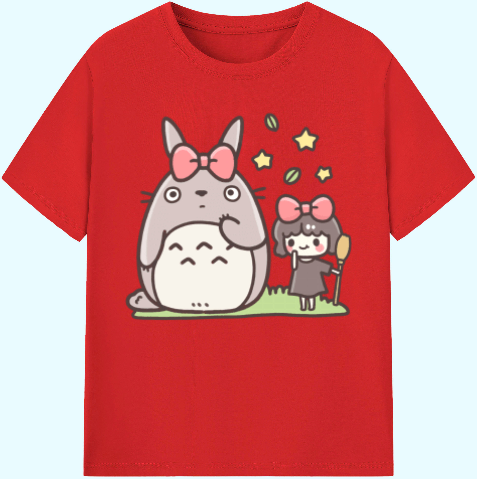 （画像用） となりのトトロ 草壁メイ 草壁サツキ My Neighbor Totoro Satsuki Kusakabe Mei Kusakabe 綿100％ メンズ半袖Tシャツ｜肌触りやわらか＆通気性