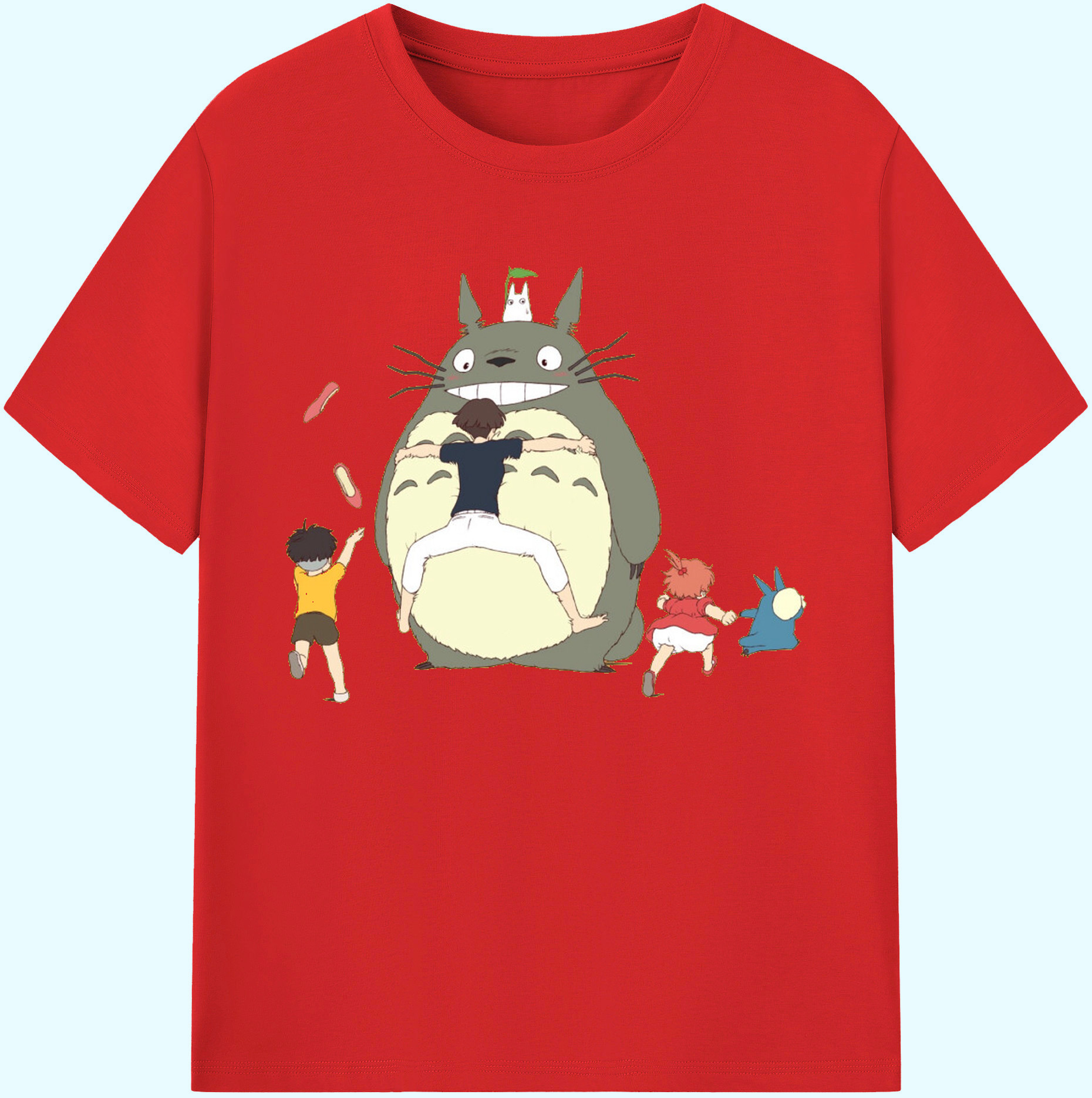 （画像用） となりのトトロ 草壁メイ 草壁サツキ My Neighbor Totoro Satsuki Kusakabe Mei Kusakabe 綿100％ メンズ半袖Tシャツ｜肌触りやわらか＆通気性