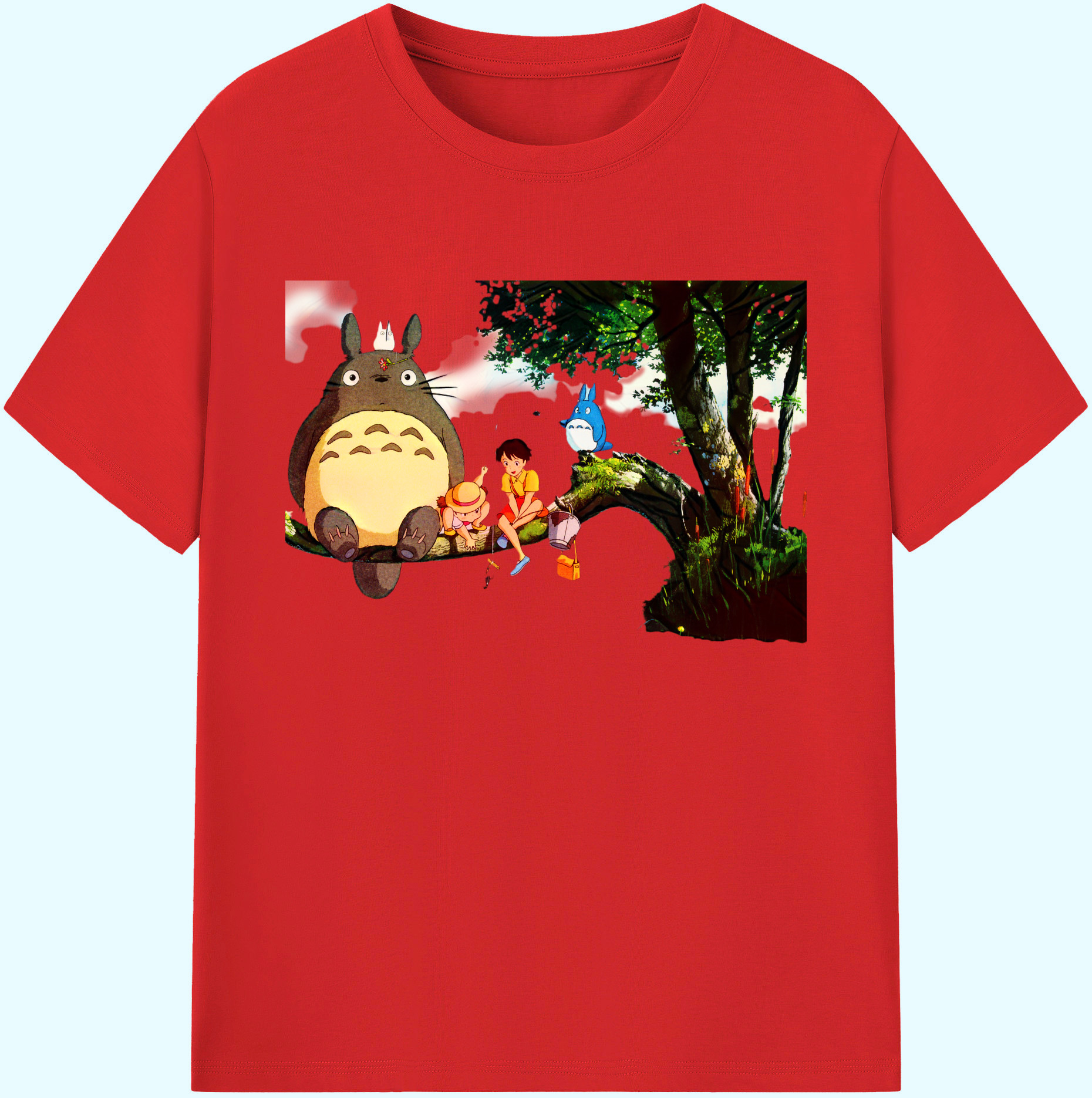 （画像用） となりのトトロ 草壁メイ 草壁サツキ My Neighbor Totoro Satsuki Kusakabe Mei Kusakabe 綿100％ メンズ半袖Tシャツ｜肌触りやわらか＆通気性