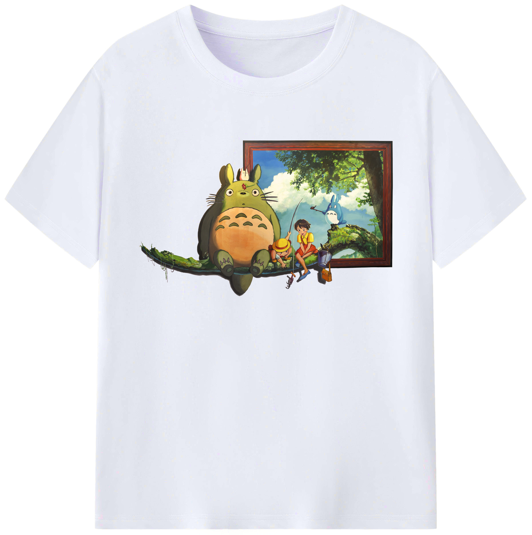 （画像用） となりのトトロ 草壁メイ 草壁サツキ My Neighbor Totoro Satsuki Kusakabe Mei Kusakabe 綿100％ メンズ半袖Tシャツ｜肌触りやわらか＆通気性