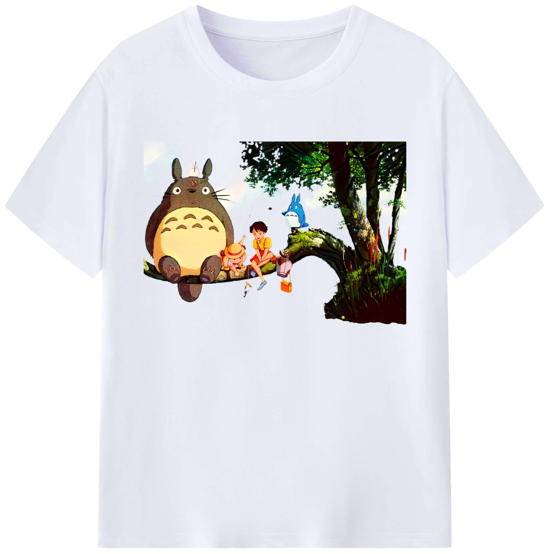 （画像用） となりのトトロ 草壁メイ 草壁サツキ My Neighbor Totoro Satsuki Kusakabe Mei Kusakabe 綿100％ メンズ半袖Tシャツ｜肌触りやわらか＆通気性