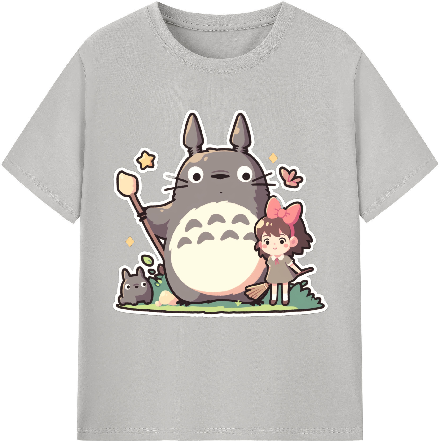 （画像用） となりのトトロ 草壁メイ 草壁サツキ My Neighbor Totoro Satsuki Kusakabe Mei Kusakabe レディースカジュアルプリントTシャツ（綿100％）