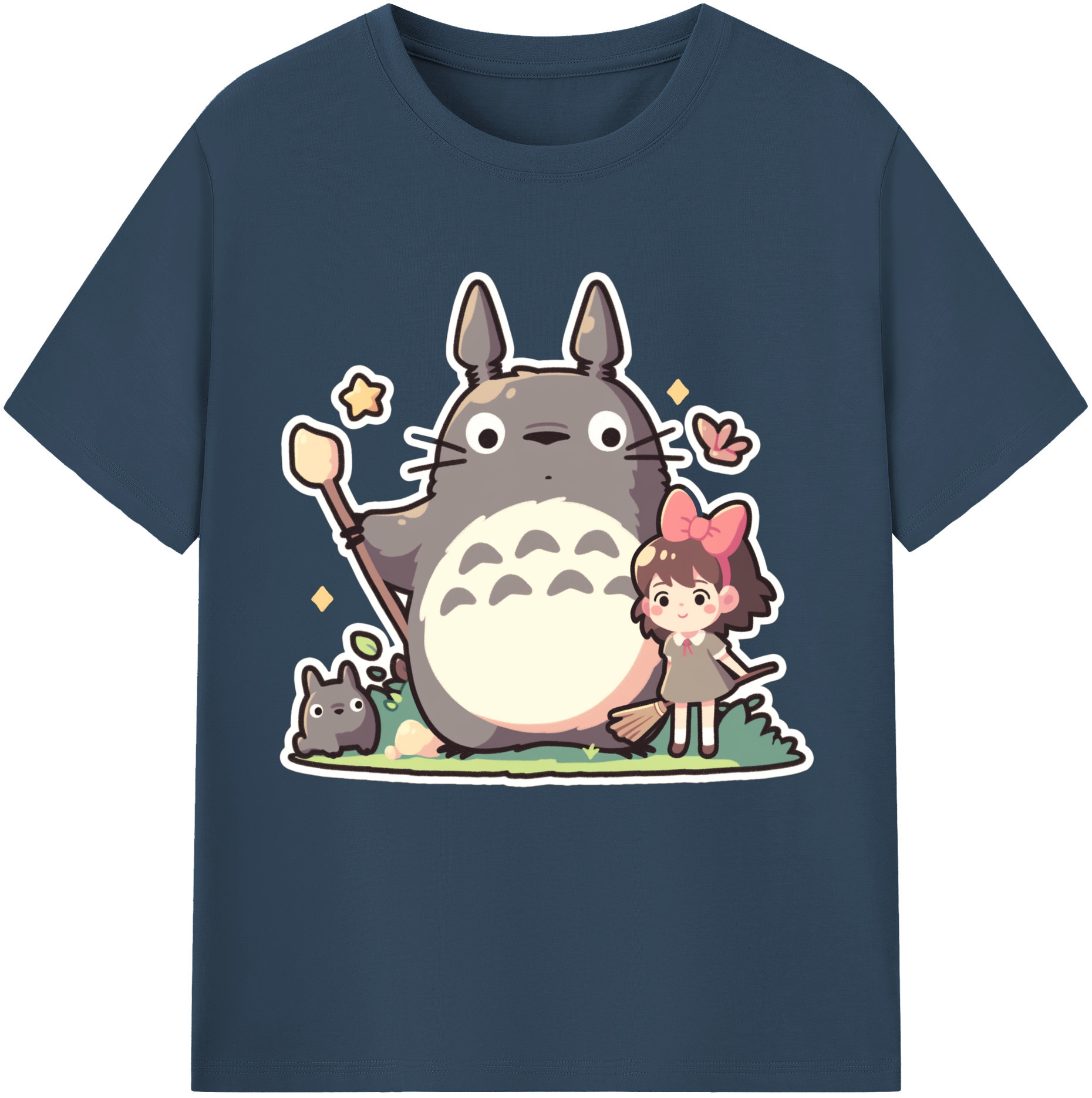 （画像用） となりのトトロ 草壁メイ 草壁サツキ My Neighbor Totoro Satsuki Kusakabe Mei Kusakabe レディースカジュアルプリントTシャツ（綿100％）