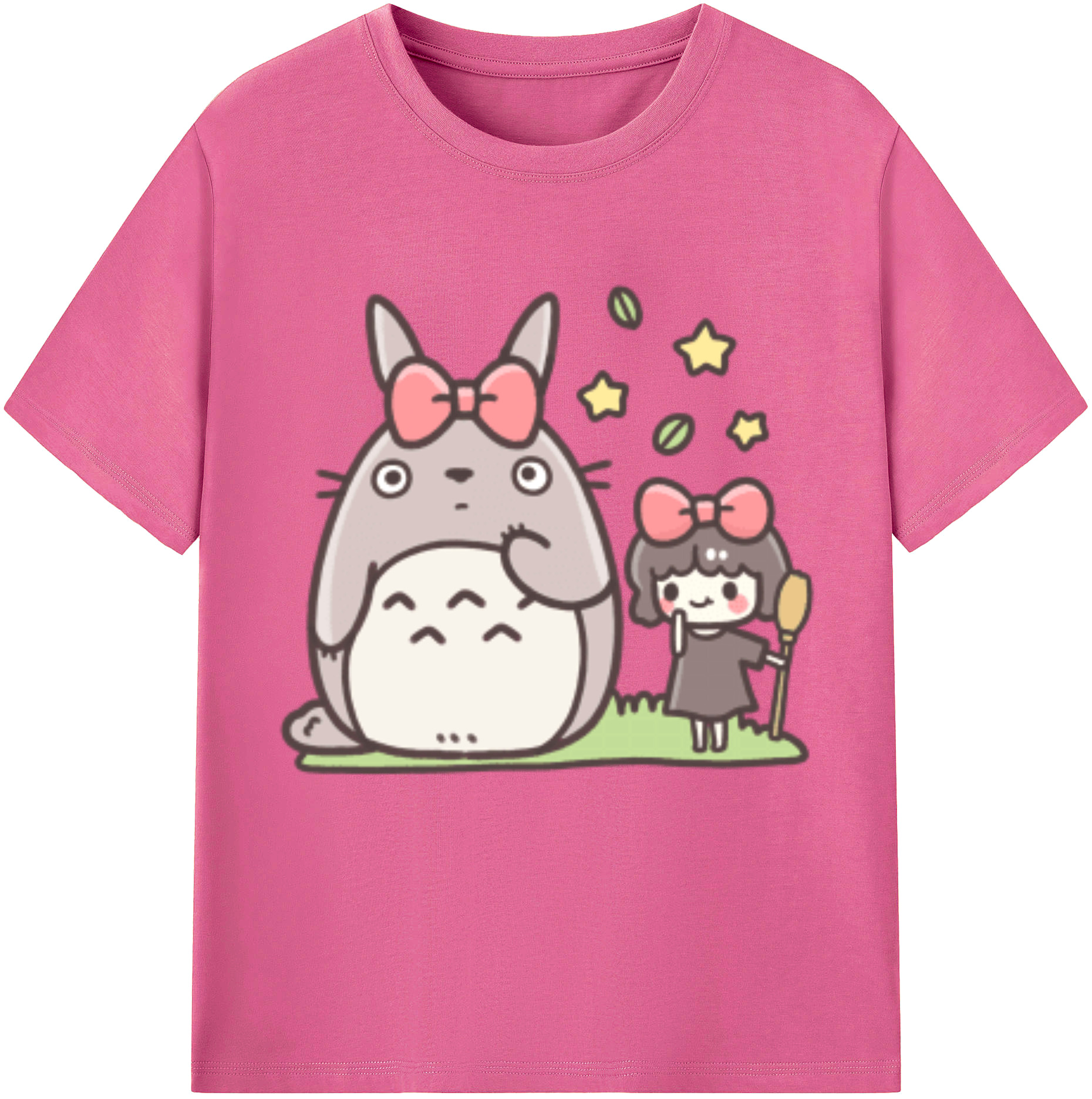 （画像用） となりのトトロ 草壁メイ 草壁サツキ My Neighbor Totoro Satsuki Kusakabe Mei Kusakabe レディースカジュアルプリントTシャツ（綿100％）