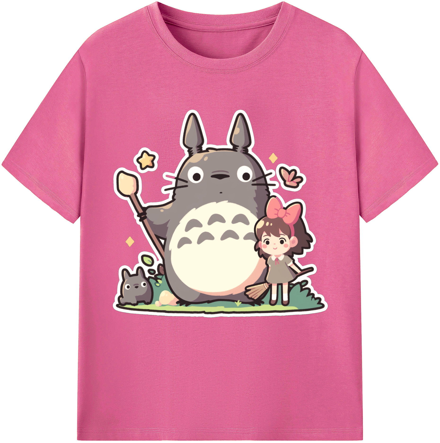（画像用） となりのトトロ 草壁メイ 草壁サツキ My Neighbor Totoro Satsuki Kusakabe Mei Kusakabe レディースカジュアルプリントTシャツ（綿100％）