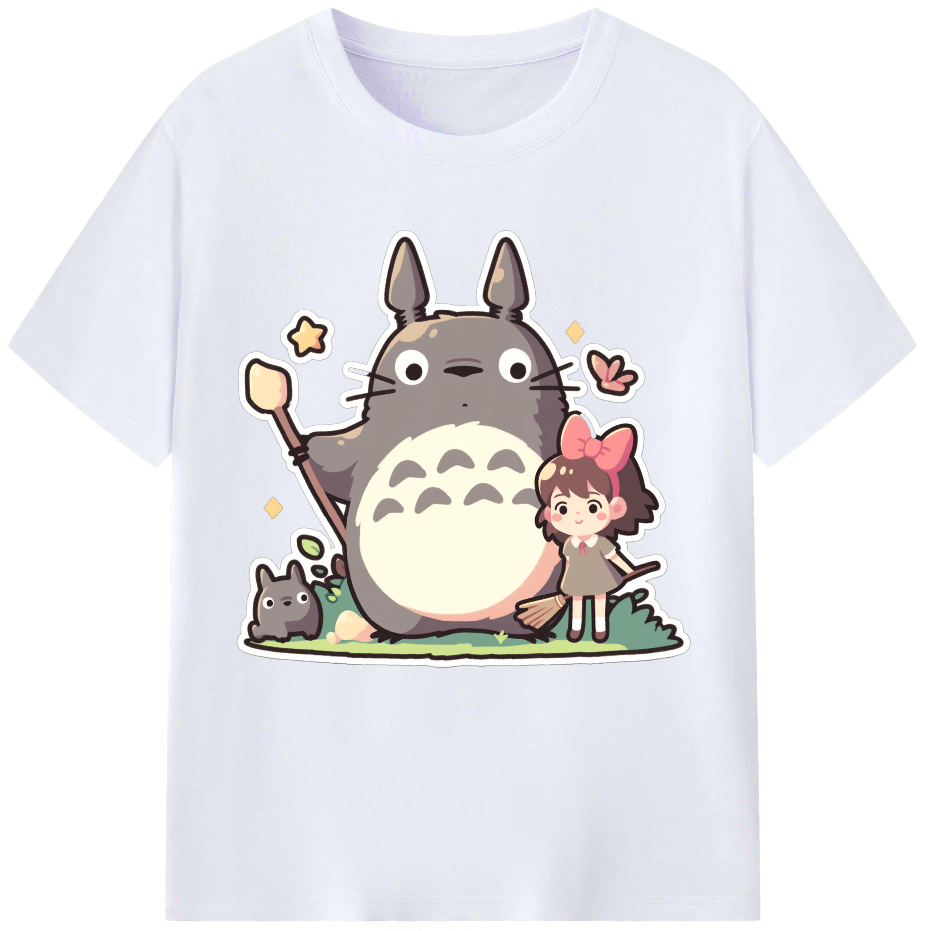 （画像用） となりのトトロ 草壁メイ 草壁サツキ My Neighbor Totoro Satsuki Kusakabe Mei Kusakabe レディースカジュアルプリントTシャツ（綿100％）