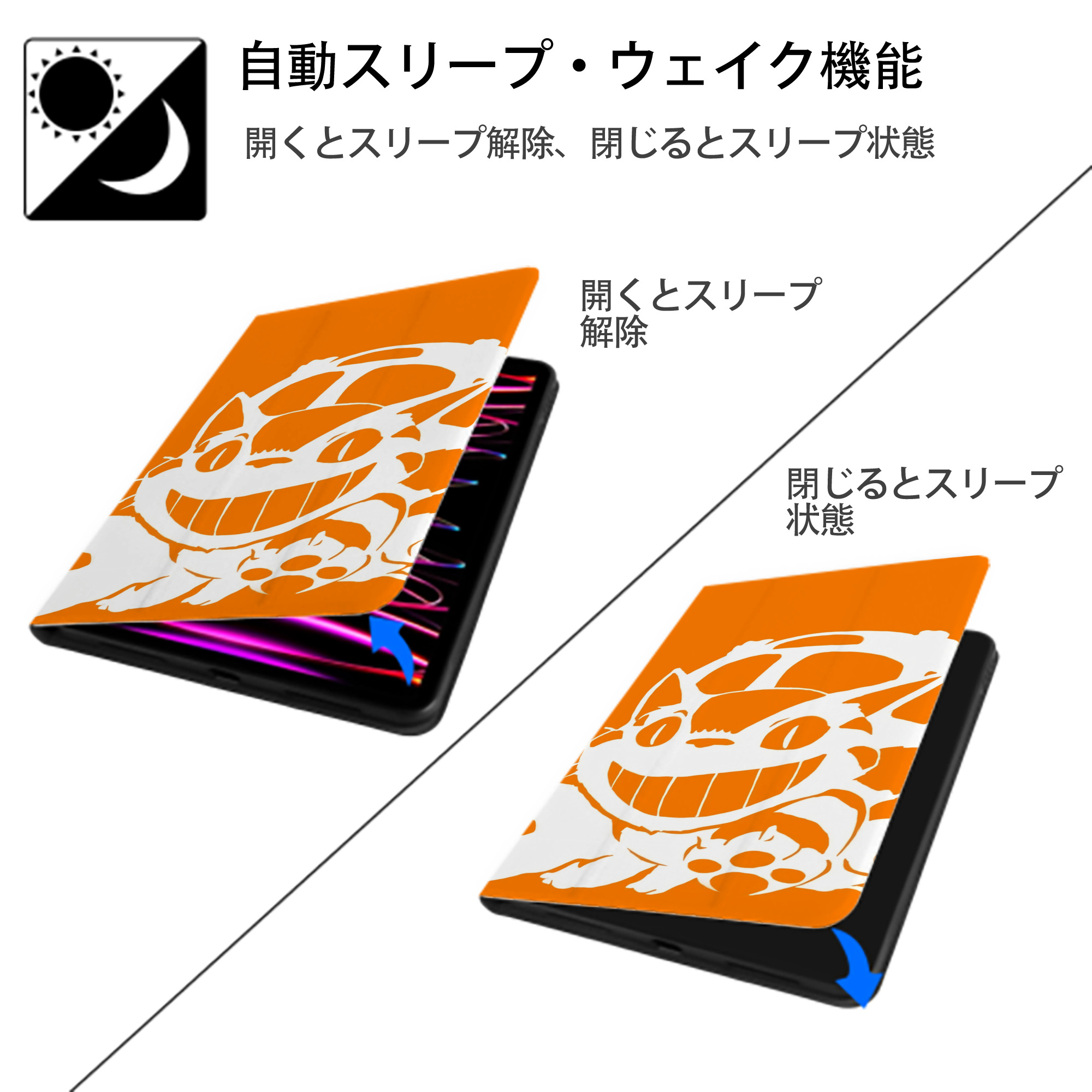 となりのトトロ 草壁メイ 草壁サツキ My Neighbor Totoro Satsuki Kusakabe Mei Kusakabe IPad ケース ブック型 PUレザー TPU 耐衝撃 軽量 薄型 ペン収納なし 全面保護 IPad 各モデル対応