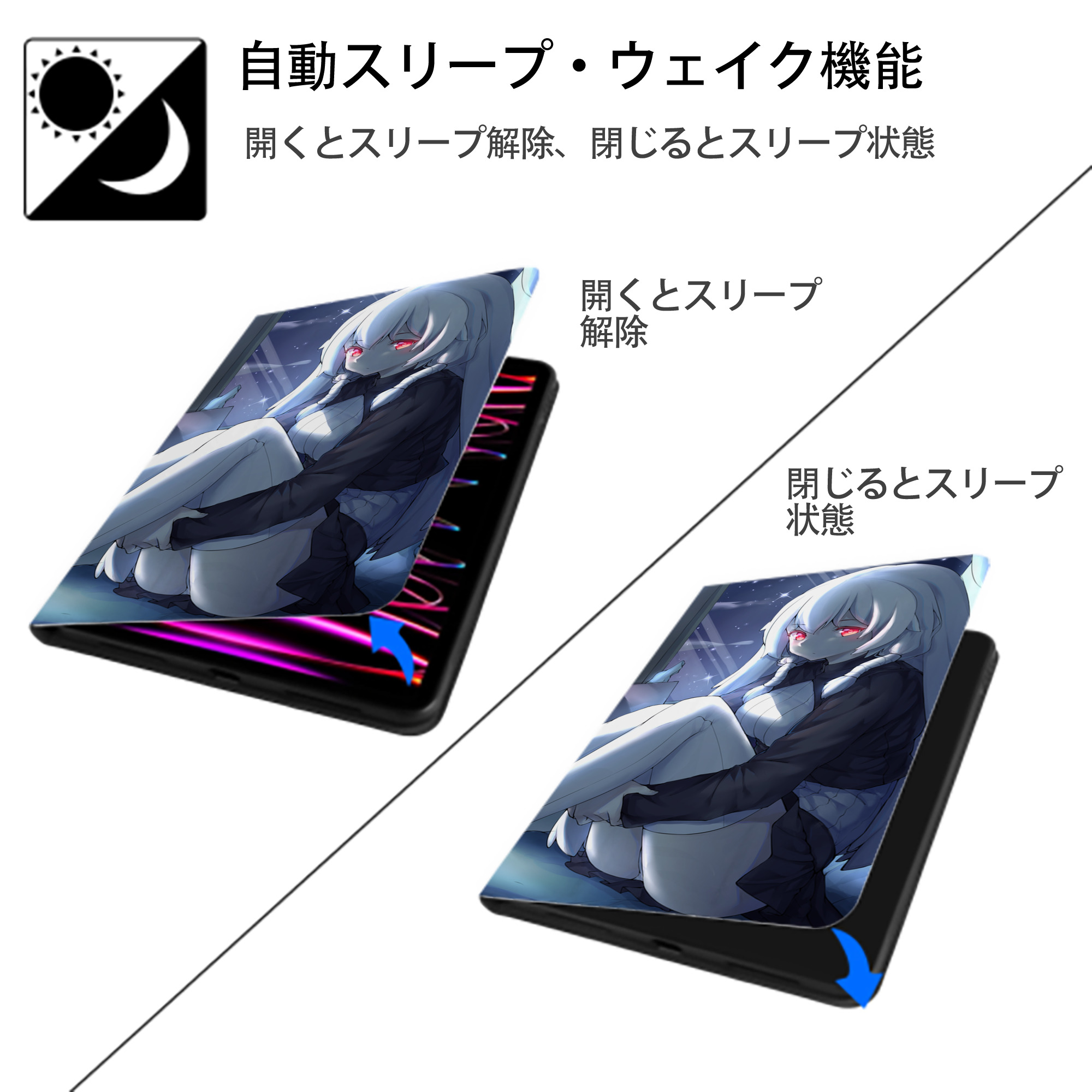となりのトトロ 草壁メイ 草壁サツキ My Neighbor Totoro Satsuki Kusakabe Mei Kusakabe IPad ケース ブック型 PUレザー TPU 耐衝撃 軽量 薄型 ペン収納なし 全面保護 IPad 各モデル対応