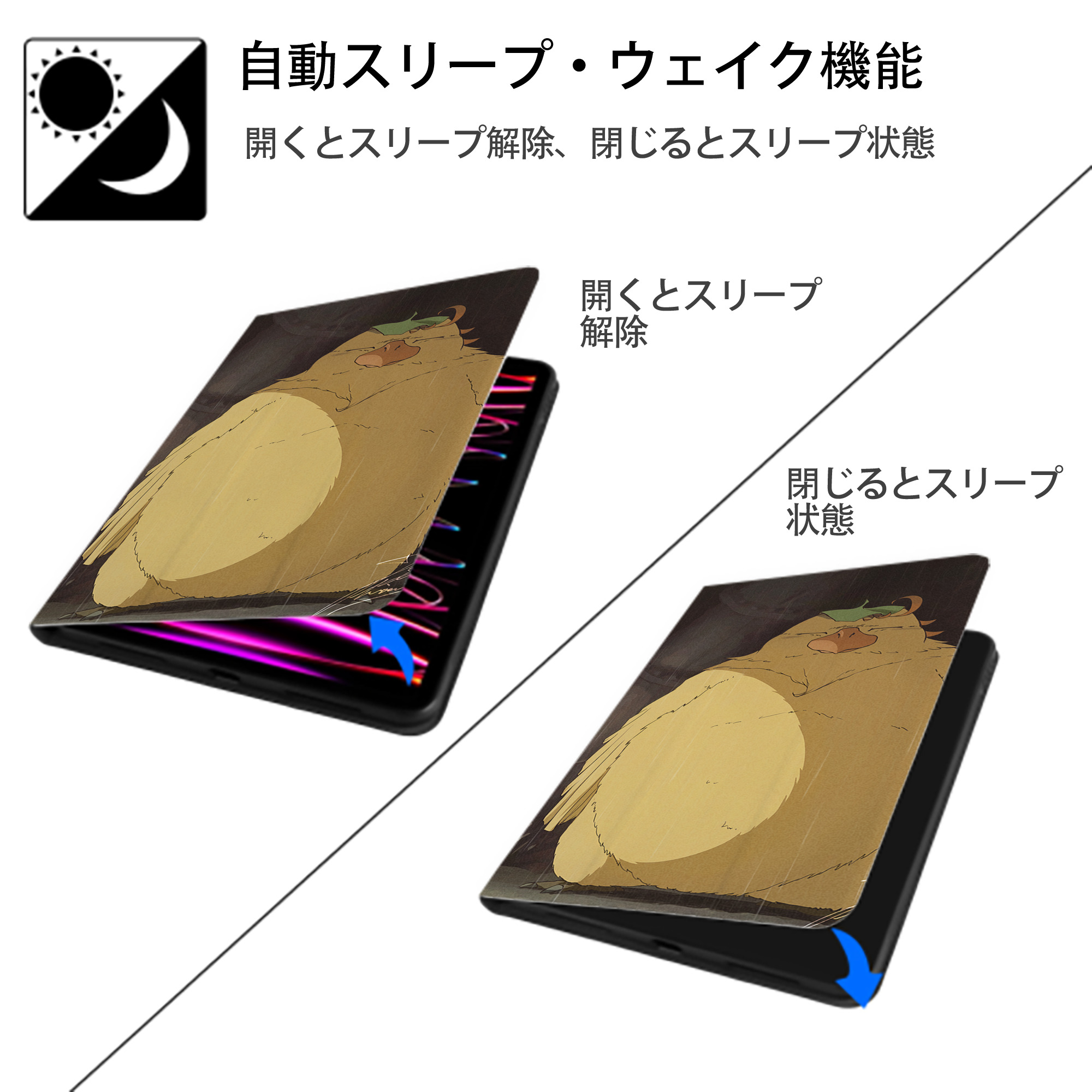 となりのトトロ 草壁メイ 草壁サツキ My Neighbor Totoro Satsuki Kusakabe Mei Kusakabe IPad ケース ブック型 PUレザー TPU 耐衝撃 軽量 薄型 ペン収納なし 全面保護 IPad 各モデル対応