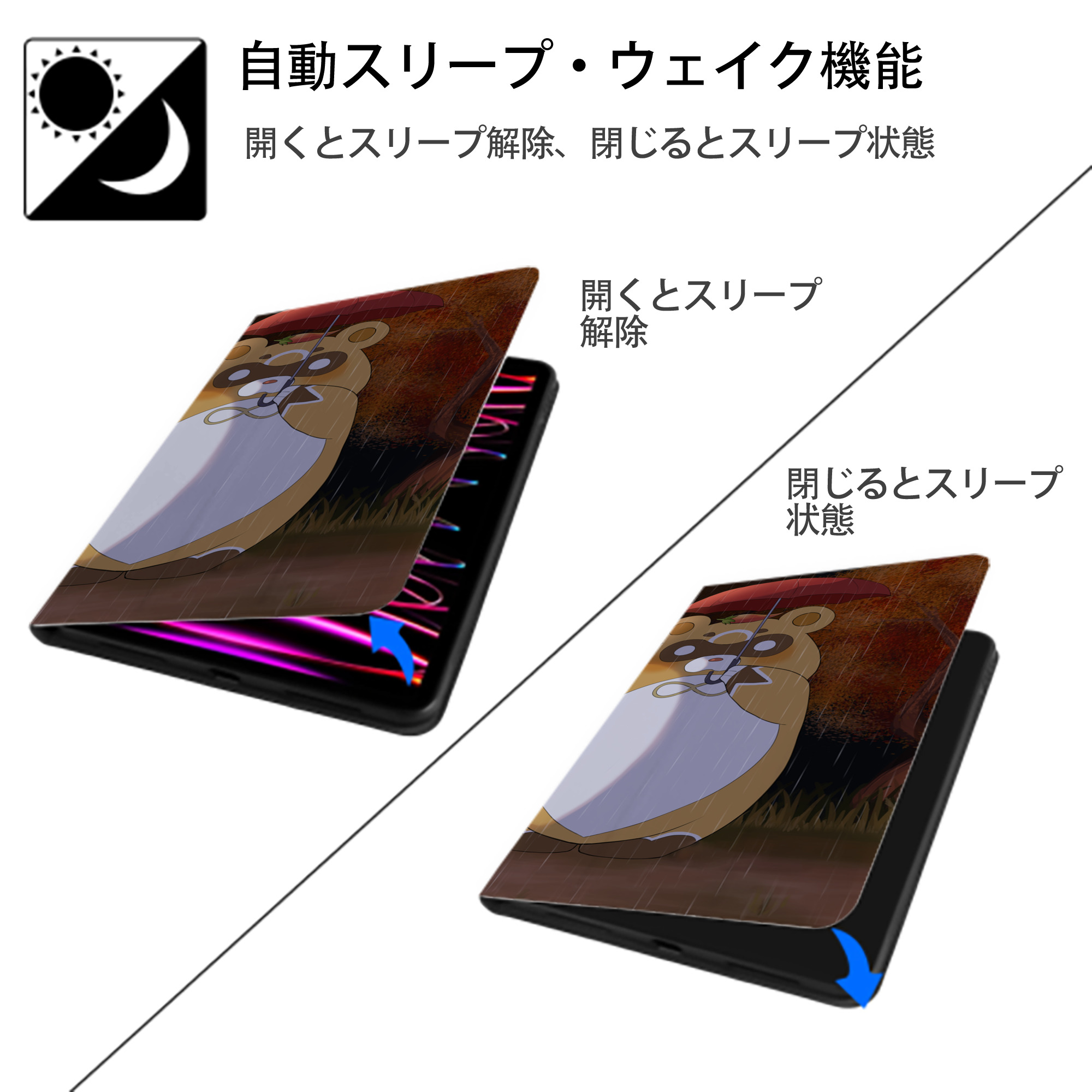 となりのトトロ 草壁メイ 草壁サツキ My Neighbor Totoro Satsuki Kusakabe Mei Kusakabe IPad ケース ブック型 PUレザー TPU 耐衝撃 軽量 薄型 ペン収納なし 全面保護 IPad 各モデル対応