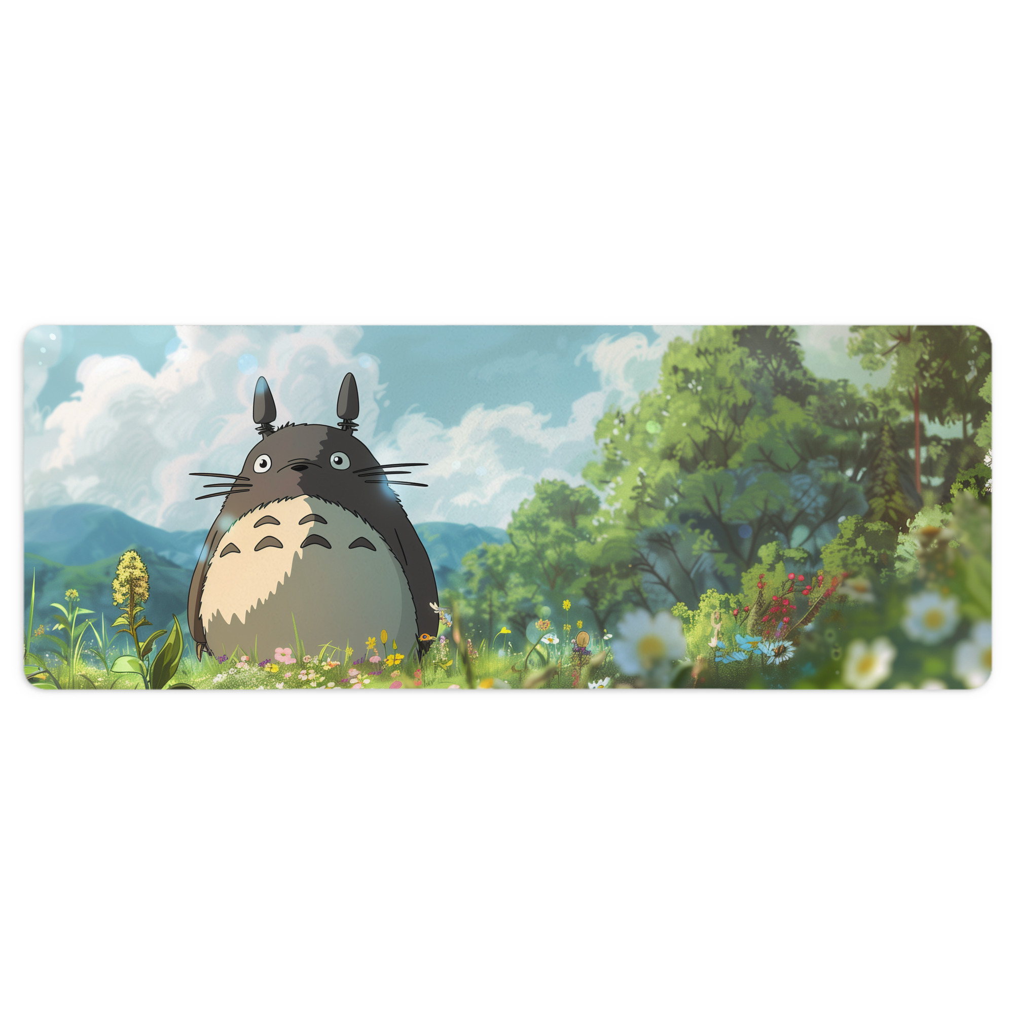 （画像用） となりのトトロ 草壁メイ 草壁サツキ My Neighbor Totoro Satsuki Kusakabe Mei Kusakabe ステッチ加工 大判デスクマット／滑り止めマウスパッド
