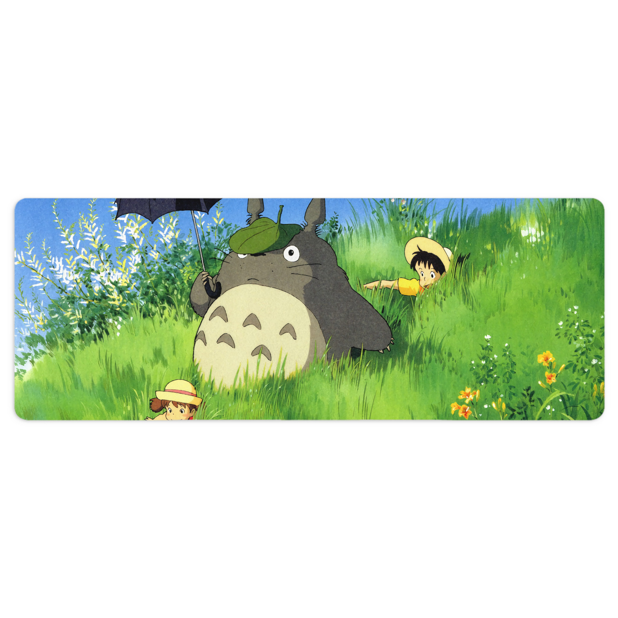 （画像用） となりのトトロ 草壁メイ 草壁サツキ My Neighbor Totoro Satsuki Kusakabe Mei Kusakabe ステッチ加工 大判デスクマット／滑り止めマウスパッド
