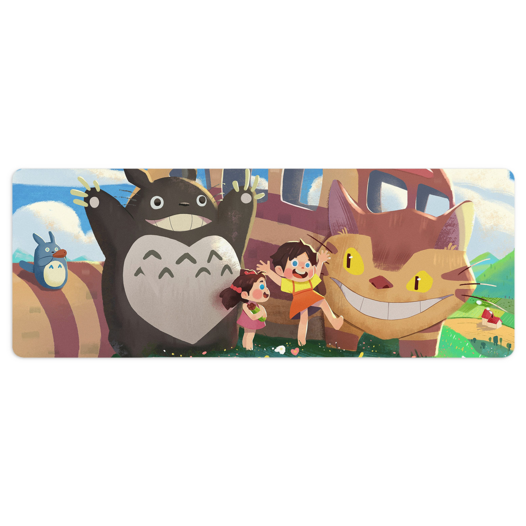 （画像用） となりのトトロ 草壁メイ 草壁サツキ My Neighbor Totoro Satsuki Kusakabe Mei Kusakabe ステッチ加工 大判デスクマット／滑り止めマウスパッド