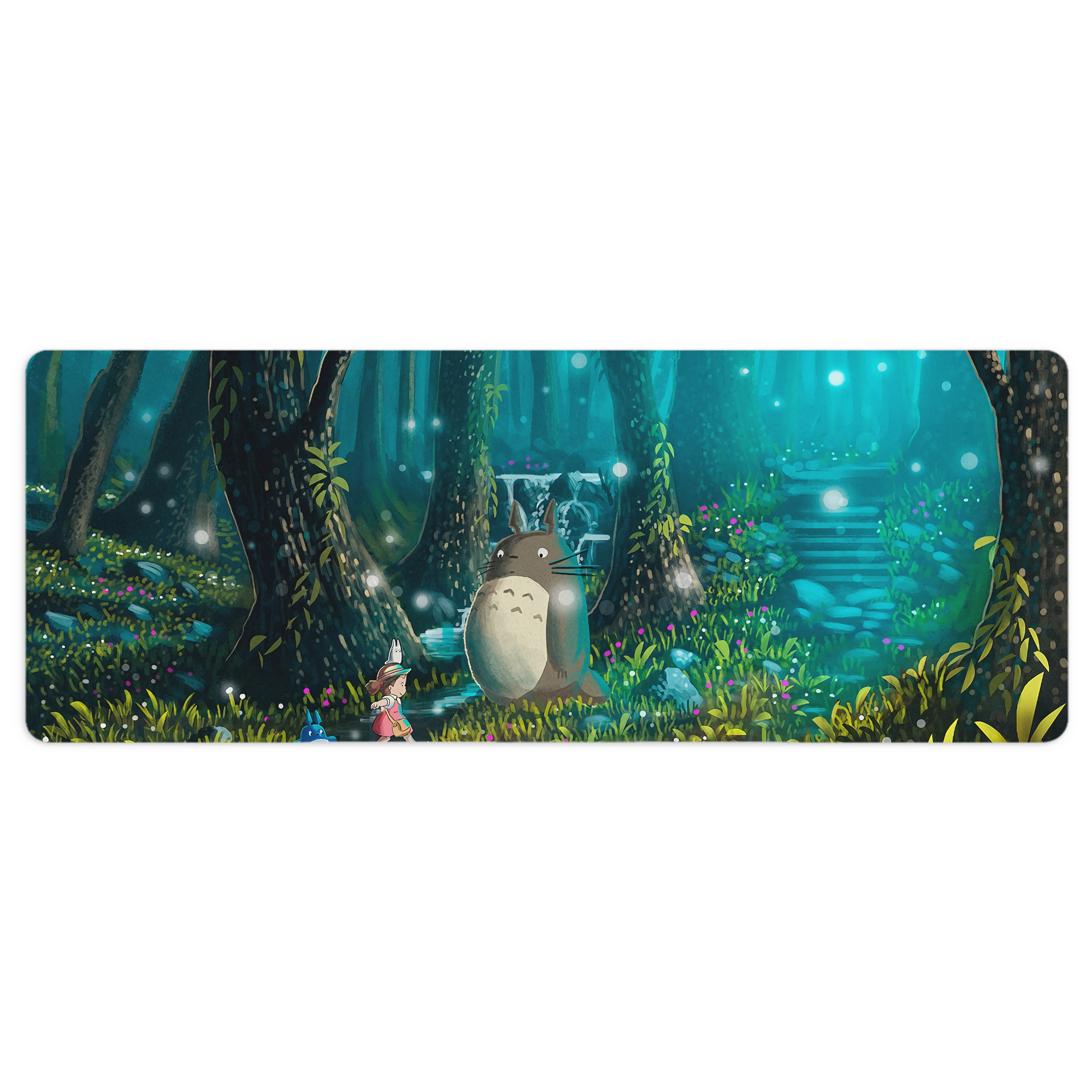（画像用） となりのトトロ 草壁メイ 草壁サツキ My Neighbor Totoro Satsuki Kusakabe Mei Kusakabe ステッチ加工 大判デスクマット／滑り止めマウスパッド