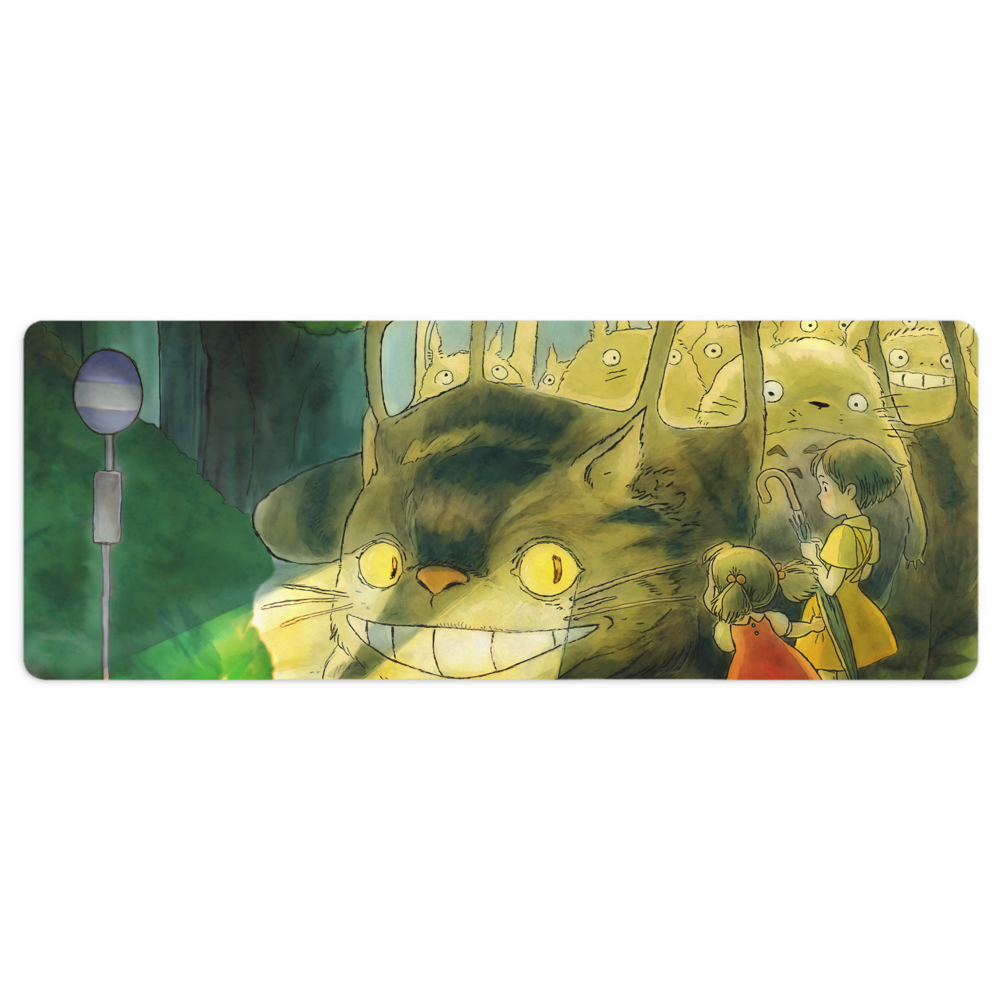 （画像用） となりのトトロ 草壁メイ 草壁サツキ My Neighbor Totoro Satsuki Kusakabe Mei Kusakabe ステッチ加工 大判デスクマット／滑り止めマウスパッド
