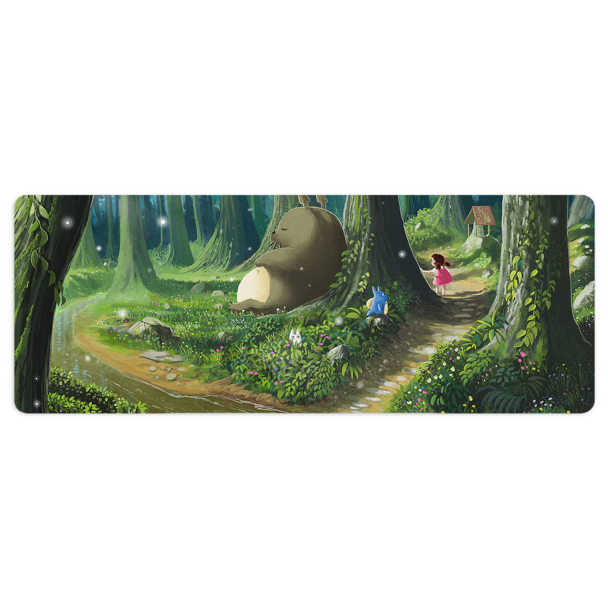 （画像用） となりのトトロ 草壁メイ 草壁サツキ My Neighbor Totoro Satsuki Kusakabe Mei Kusakabe ステッチ加工 大判デスクマット／滑り止めマウスパッド