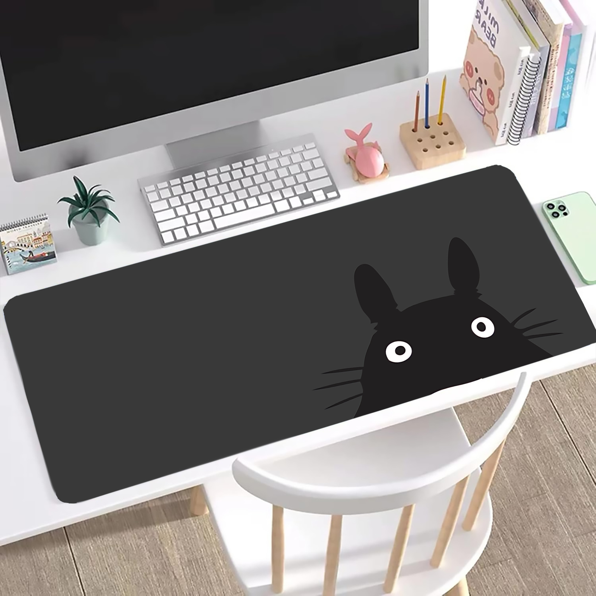 （画像用） となりのトトロ 草壁メイ 草壁サツキ My Neighbor Totoro Satsuki Kusakabe Mei Kusakabe ステッチ加工 大判デスクマット／滑り止めマウスパッド