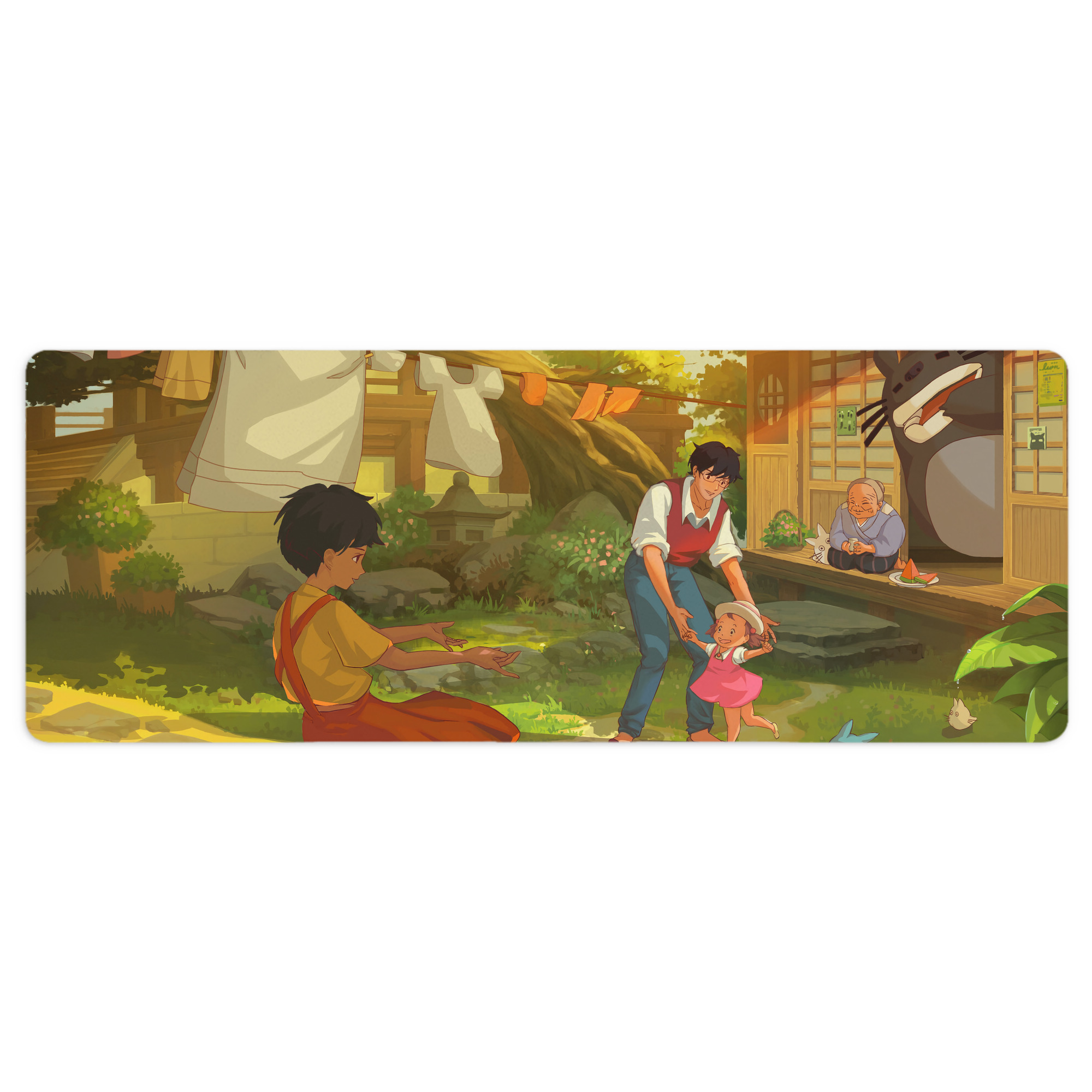 （画像用） となりのトトロ 草壁メイ 草壁サツキ My Neighbor Totoro Satsuki Kusakabe Mei Kusakabe ステッチ加工 大判デスクマット／滑り止めマウスパッド