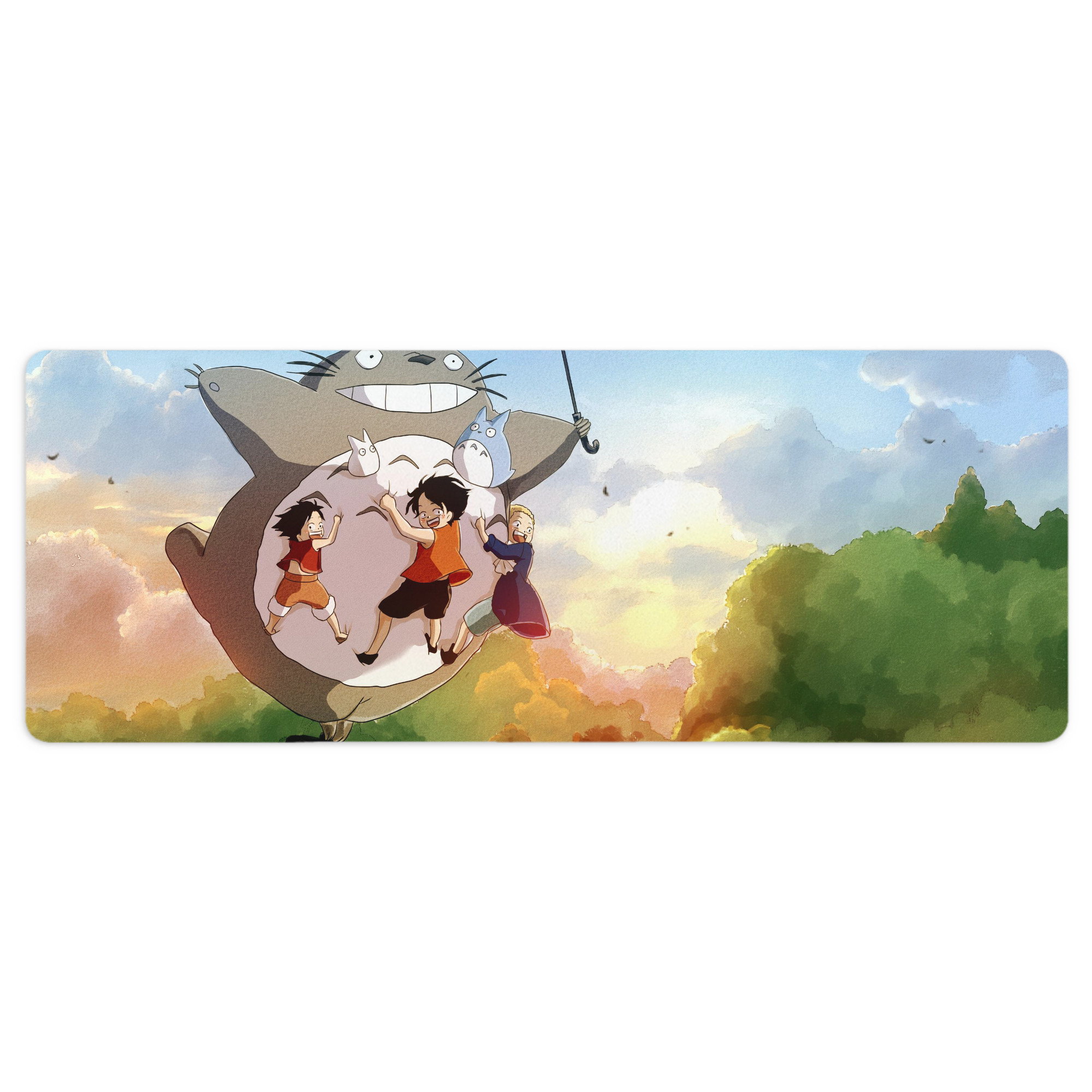 （画像用） となりのトトロ 草壁メイ 草壁サツキ My Neighbor Totoro Satsuki Kusakabe Mei Kusakabe ステッチ加工 大判デスクマット／滑り止めマウスパッド