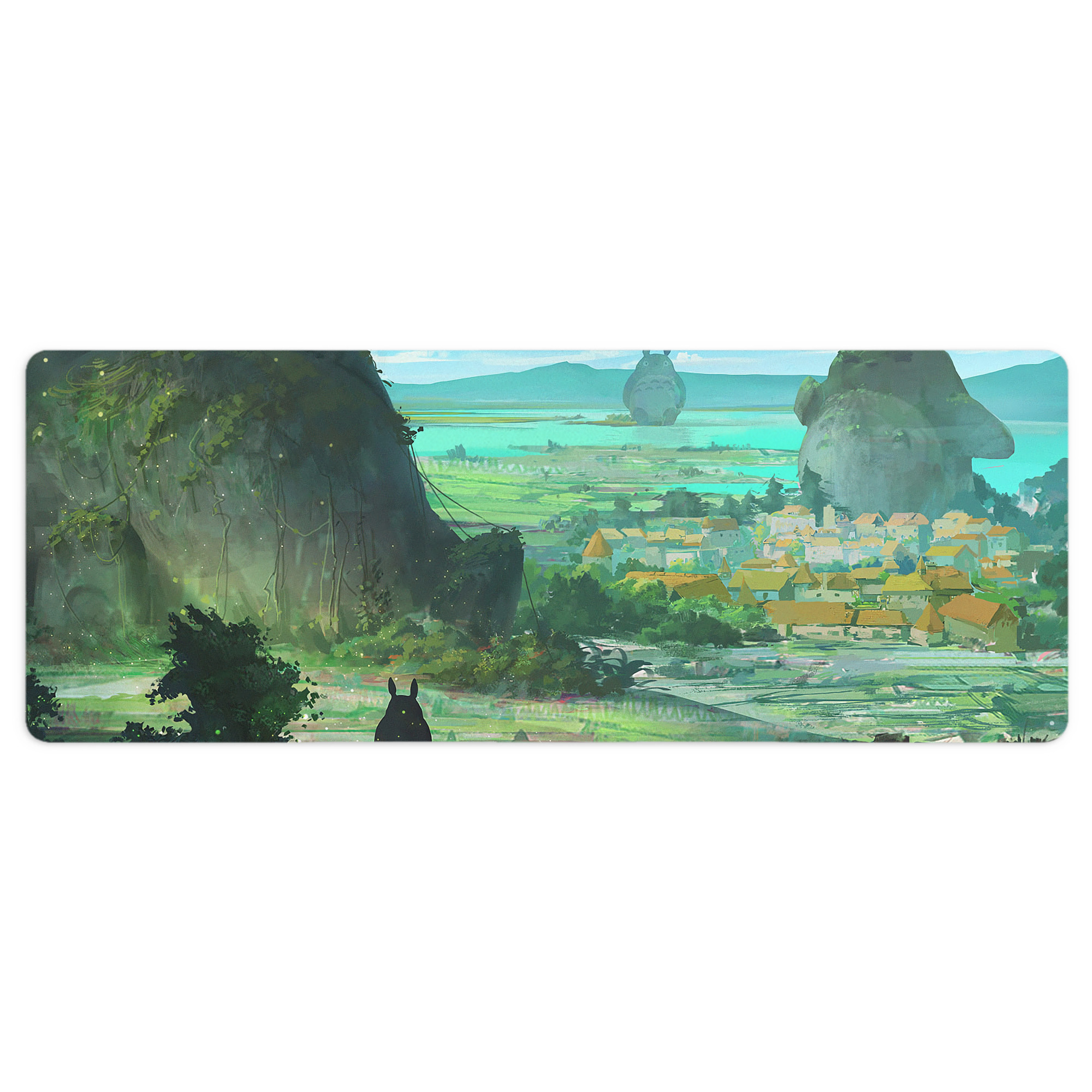 （画像用） となりのトトロ 草壁メイ 草壁サツキ My Neighbor Totoro Satsuki Kusakabe Mei Kusakabe ステッチ加工 大判デスクマット／滑り止めマウスパッド
