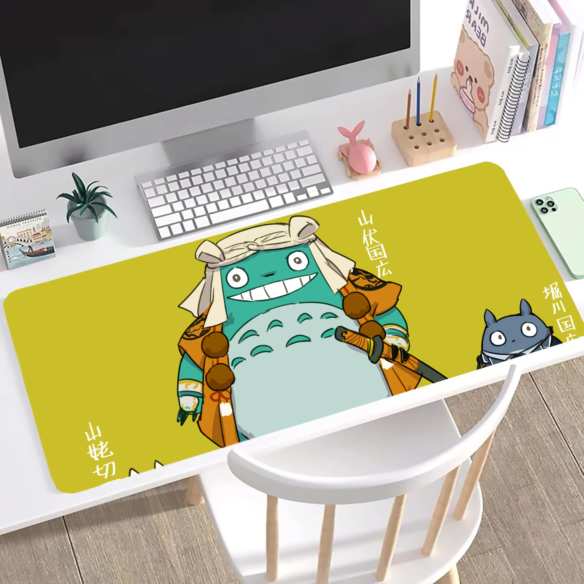（画像用） となりのトトロ 草壁メイ 草壁サツキ My Neighbor Totoro Satsuki Kusakabe Mei Kusakabe ステッチ加工 大判デスクマット／滑り止めマウスパッド