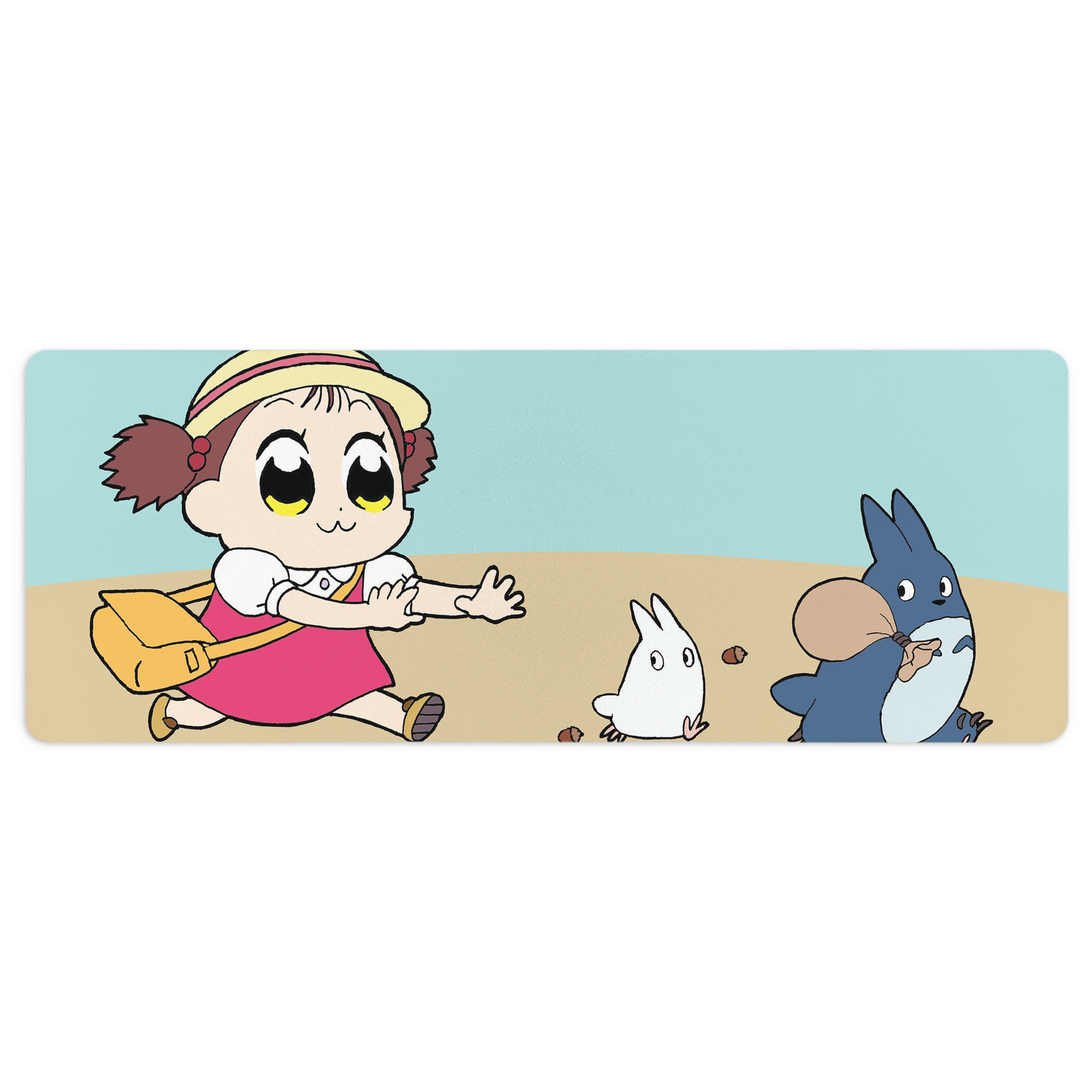 （画像用） となりのトトロ 草壁メイ 草壁サツキ My Neighbor Totoro Satsuki Kusakabe Mei Kusakabe ステッチ加工 大判デスクマット／滑り止めマウスパッド