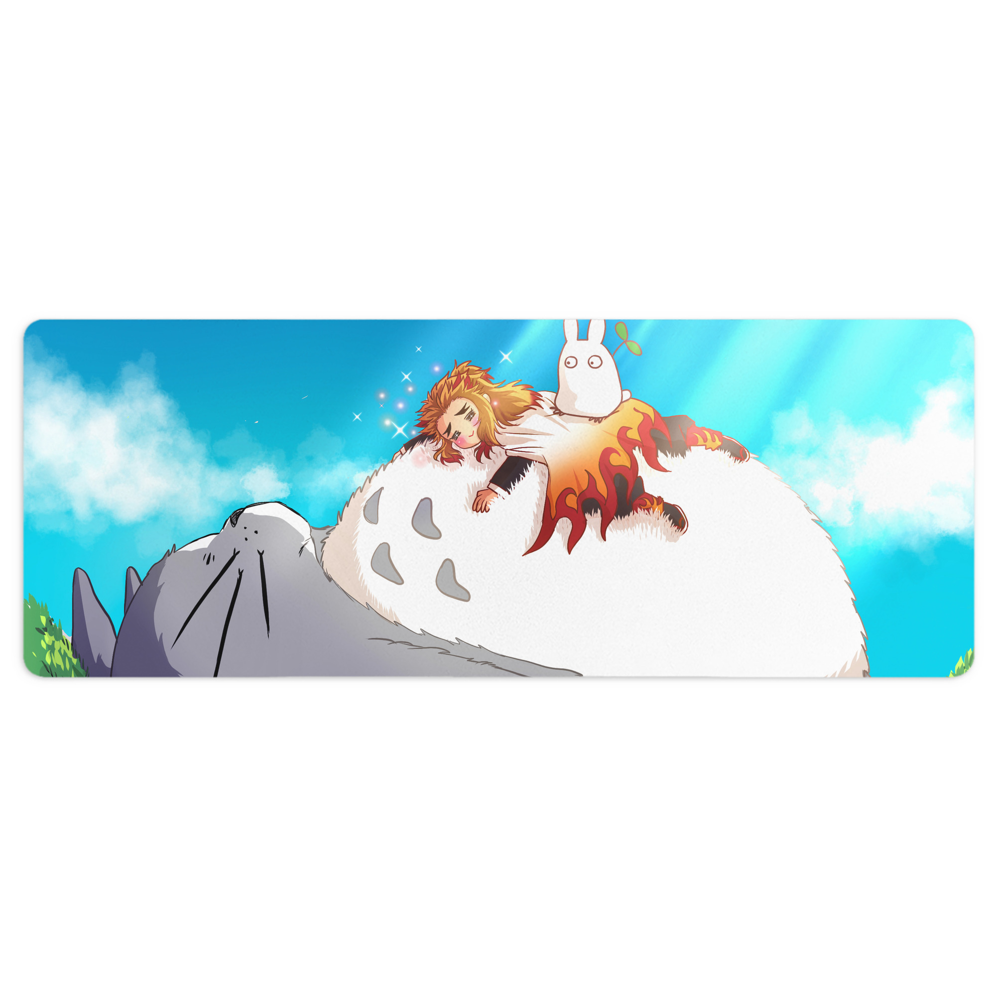 （画像用） となりのトトロ 草壁メイ 草壁サツキ My Neighbor Totoro Satsuki Kusakabe Mei Kusakabe ステッチ加工 大判デスクマット／滑り止めマウスパッド