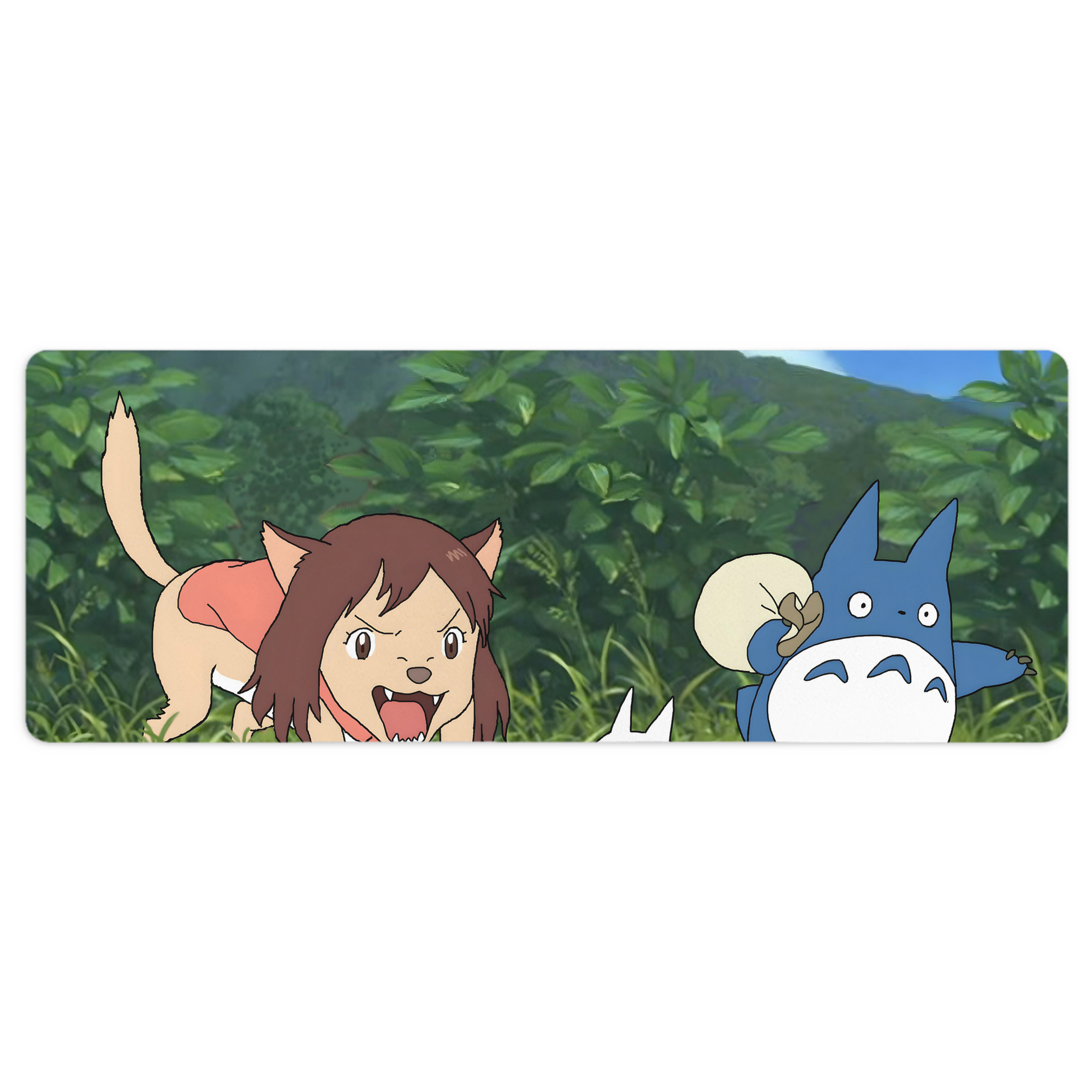 （画像用） となりのトトロ 草壁メイ 草壁サツキ My Neighbor Totoro Satsuki Kusakabe Mei Kusakabe ステッチ加工 大判デスクマット／滑り止めマウスパッド