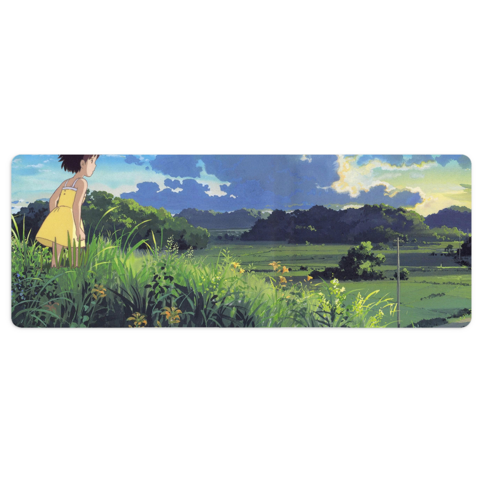 （画像用） となりのトトロ 草壁メイ 草壁サツキ My Neighbor Totoro Satsuki Kusakabe Mei Kusakabe ステッチ加工 大判デスクマット／滑り止めマウスパッド