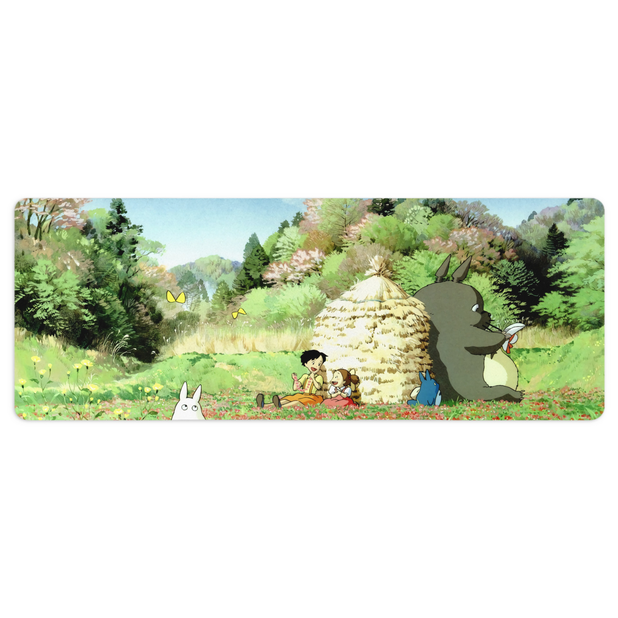 （画像用） となりのトトロ 草壁メイ 草壁サツキ My Neighbor Totoro Satsuki Kusakabe Mei Kusakabe ステッチ加工 大判デスクマット／滑り止めマウスパッド