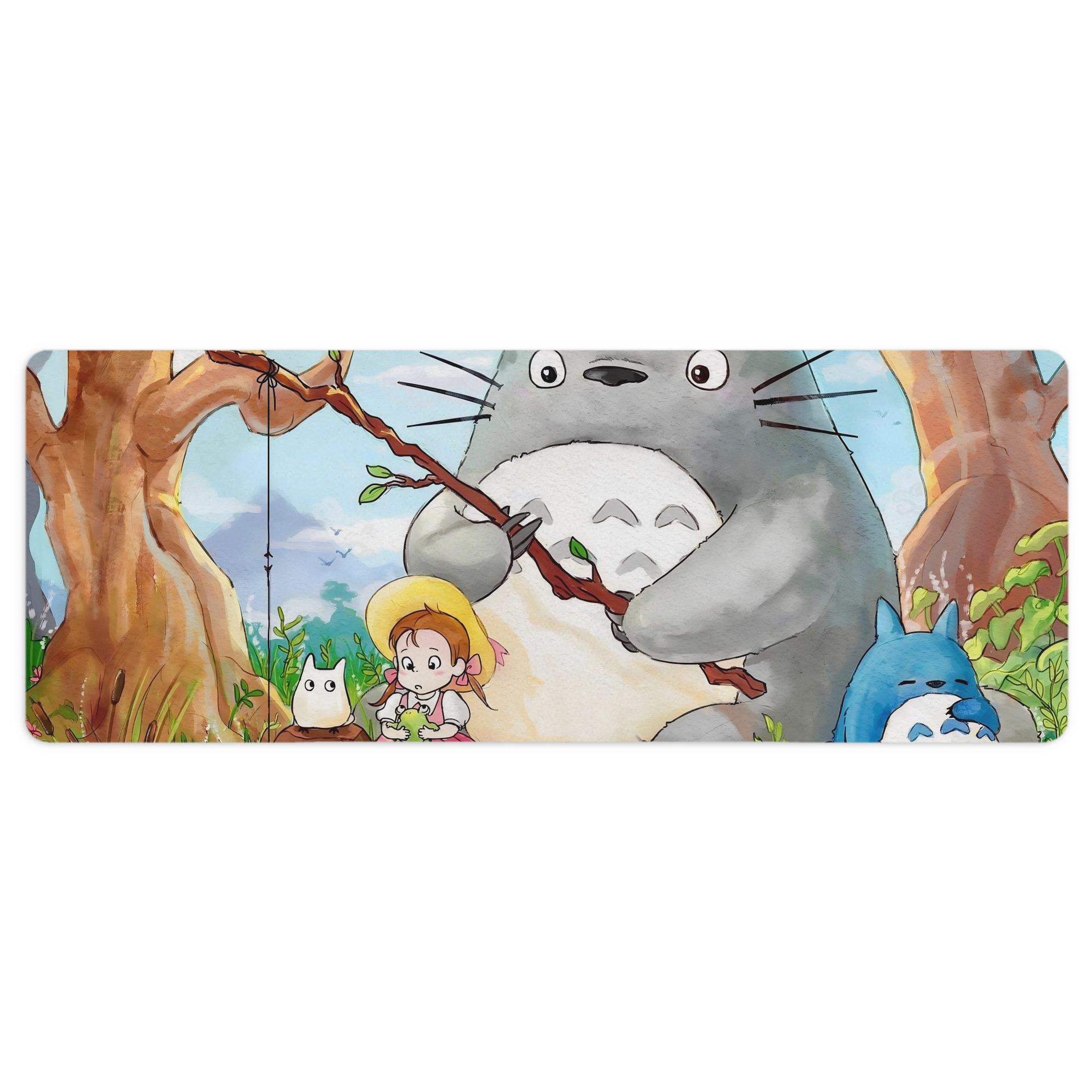 （画像用） となりのトトロ 草壁メイ 草壁サツキ My Neighbor Totoro Satsuki Kusakabe Mei Kusakabe ステッチ加工 大判デスクマット／滑り止めマウスパッド