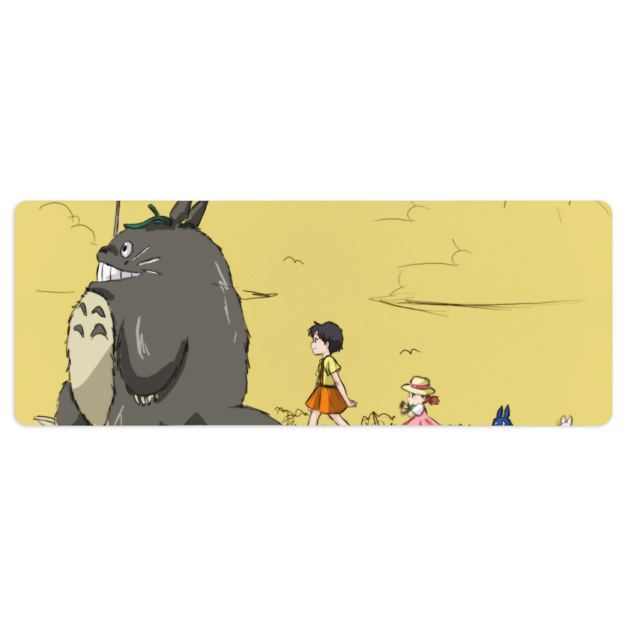 （画像用） となりのトトロ 草壁メイ 草壁サツキ My Neighbor Totoro Satsuki Kusakabe Mei Kusakabe ステッチ加工 大判デスクマット／滑り止めマウスパッド